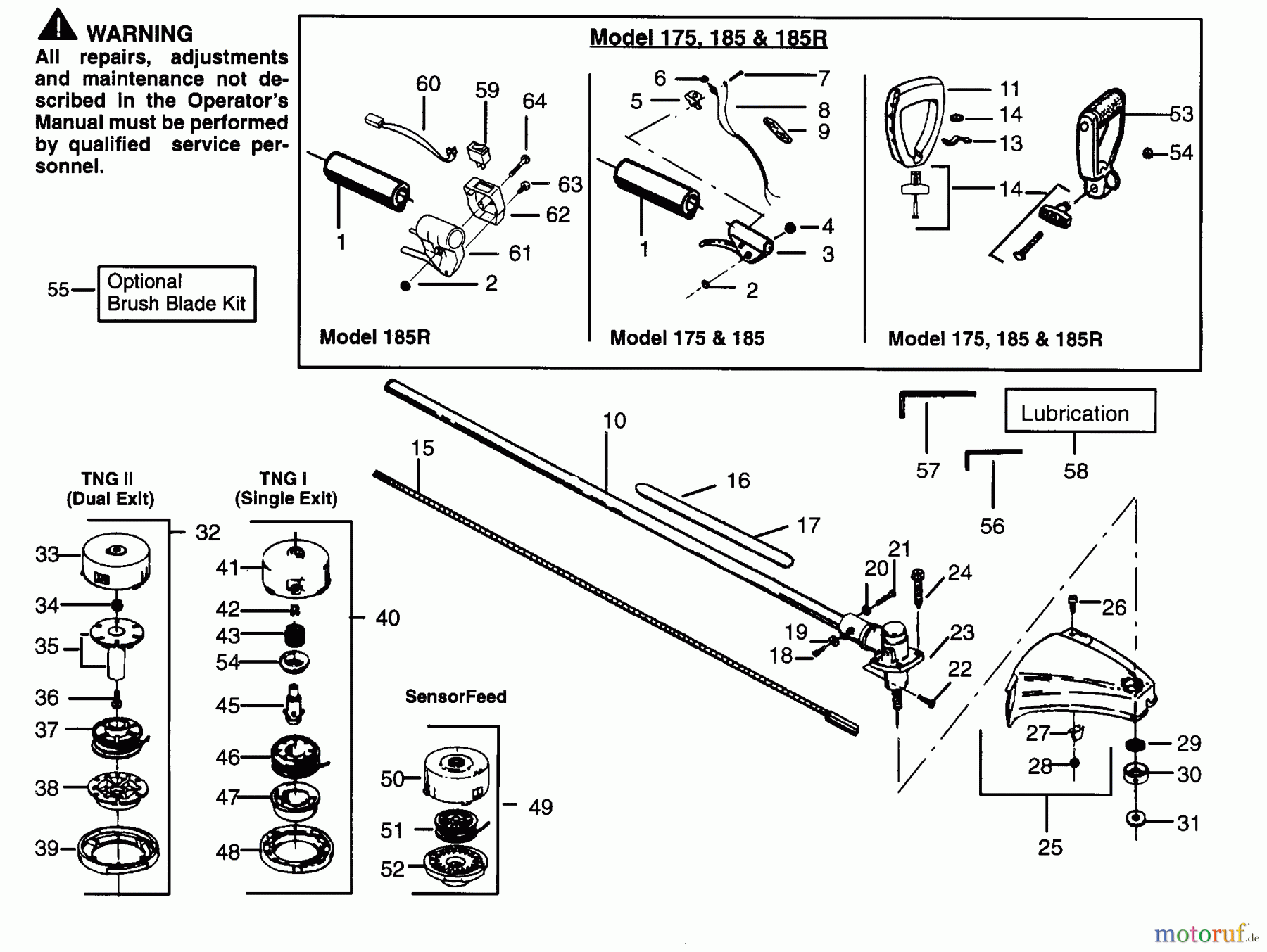 Poulan / Weed Eater Motorsensen, Trimmer PP185R - Poulan Pro String Trimmer CUTTING HEAD & DRIVE SHAFT ASSEMBLIES