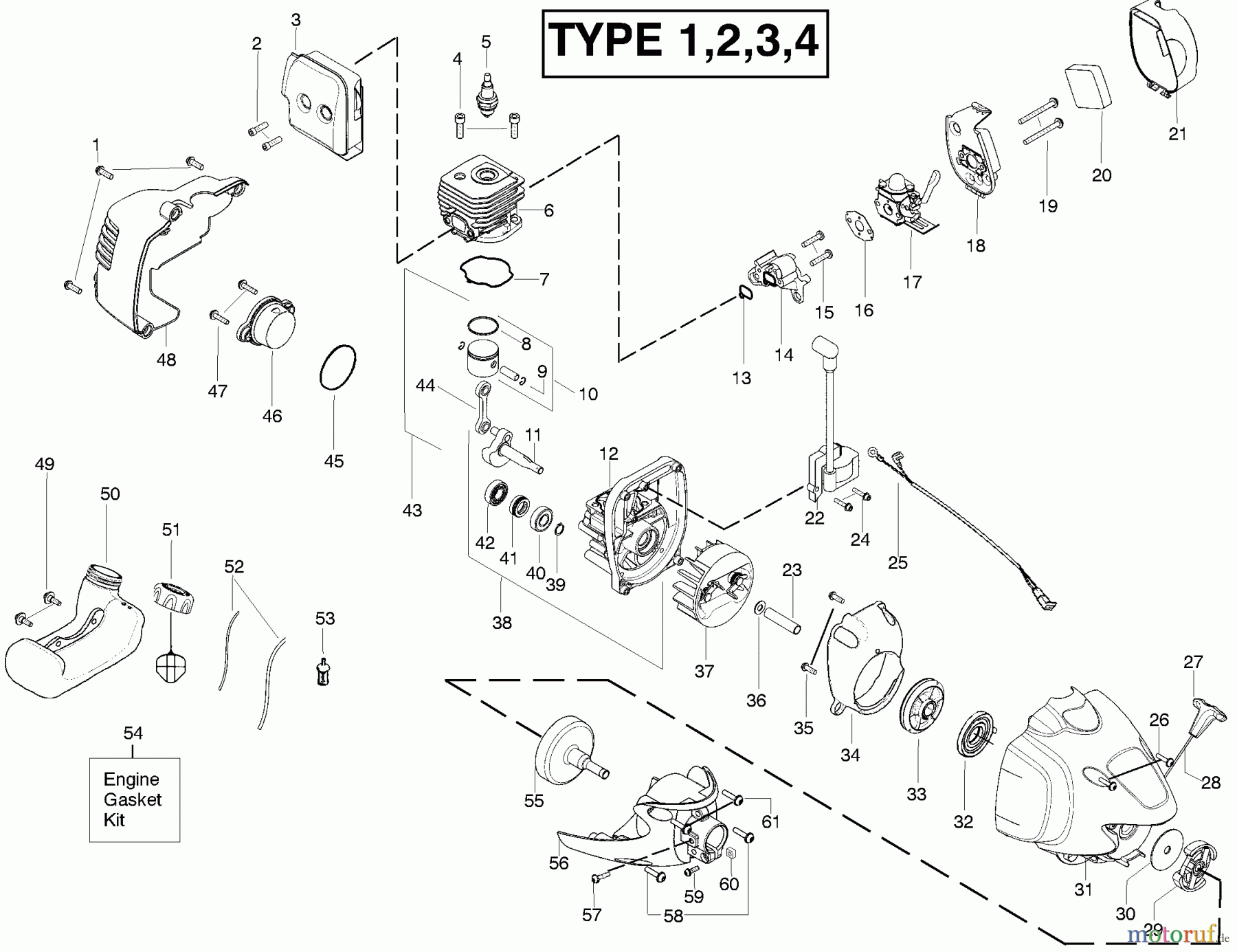Poulan / Weed Eater Motorsensen, Trimmer PP25CFA (967185601) - Poulan Pro String Trimmer (2013-07) ENGINE