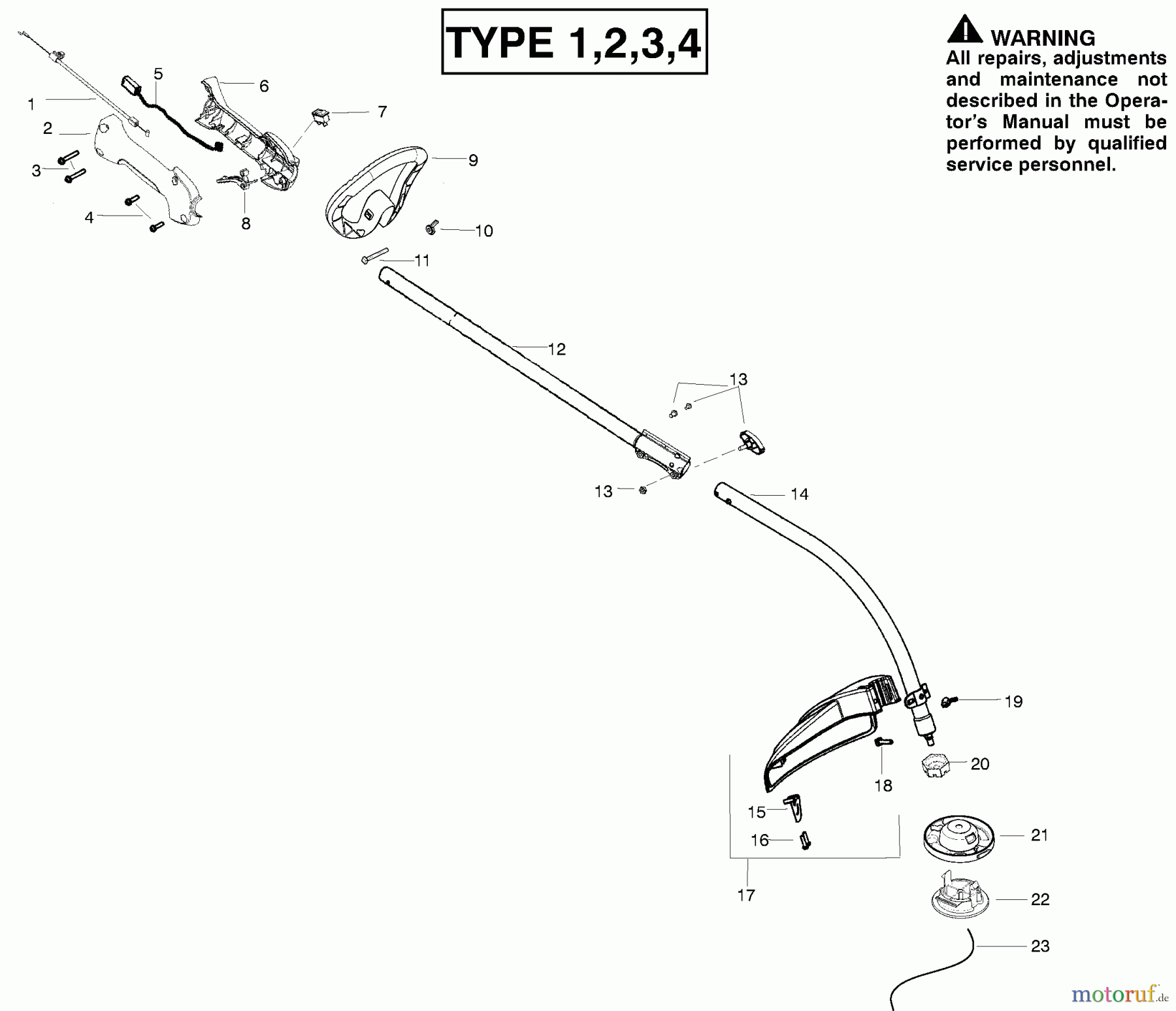 Poulan / Weed Eater Motorsensen, Trimmer PP25CFA (967185601) - Poulan Pro String Trimmer (2013-07) SHAFT HANDLE
