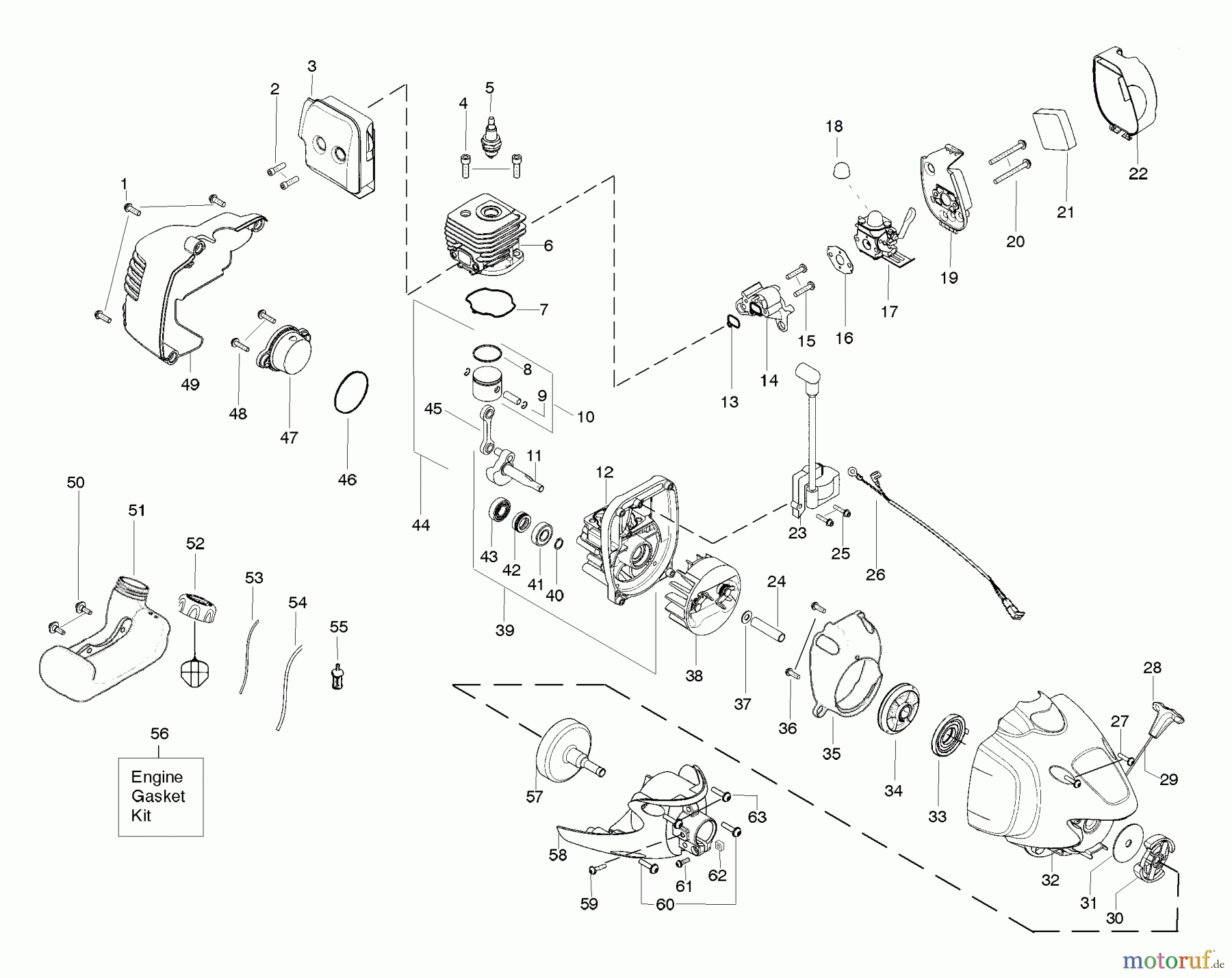 Poulan / Weed Eater Motorsensen, Trimmer PP25E - Poulan Pro String Trimmer Engine Assembly