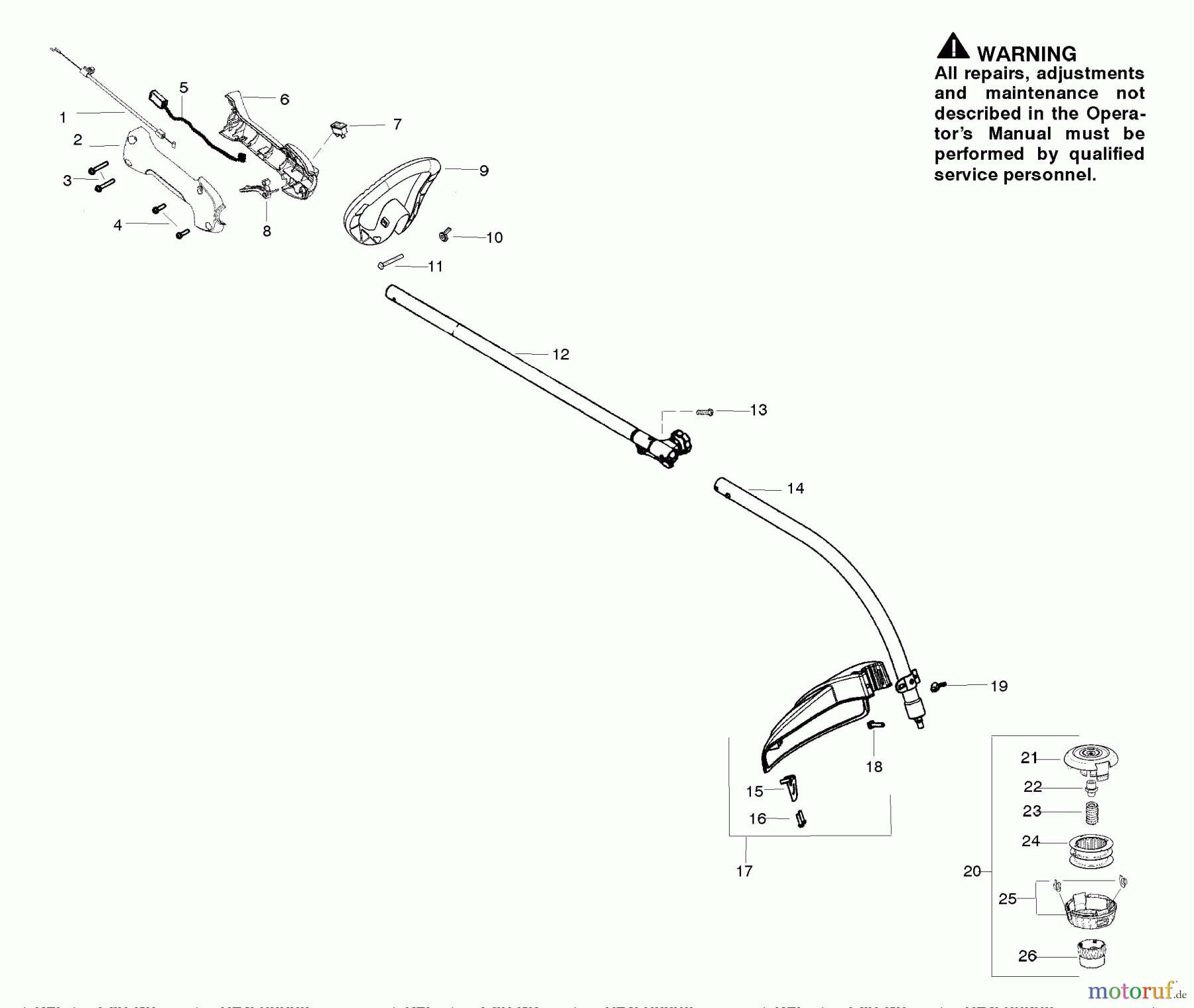 Poulan / Weed Eater Motorsensen, Trimmer PP25E - Poulan Pro String Trimmer Handle & Shaft Assembly