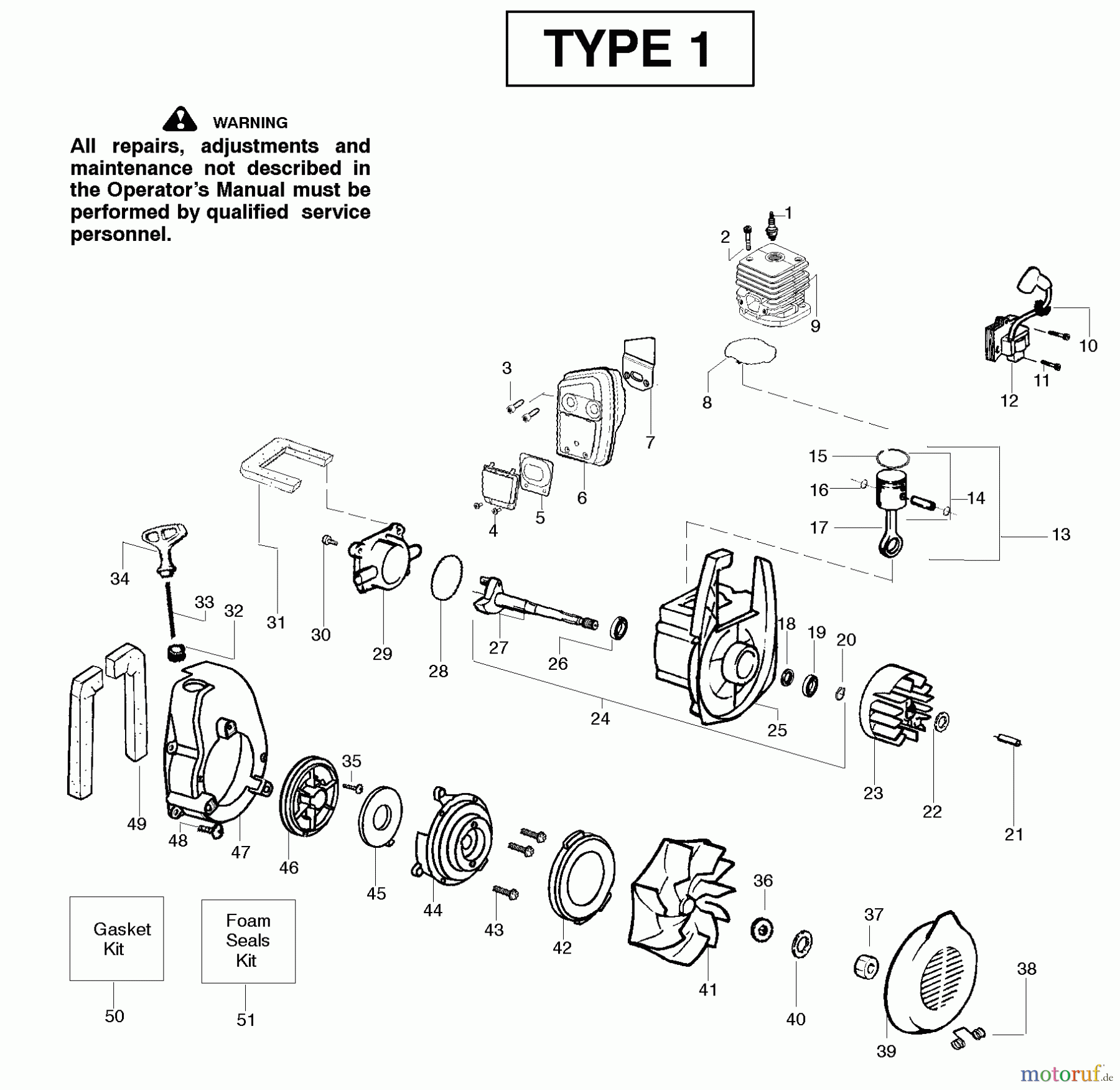 Poulan / Weed Eater Bläser / Sauger / Häcksler / Mulchgeräte PPB2000 (Type 1) - Poulan Pro Blower Engine Type 1
