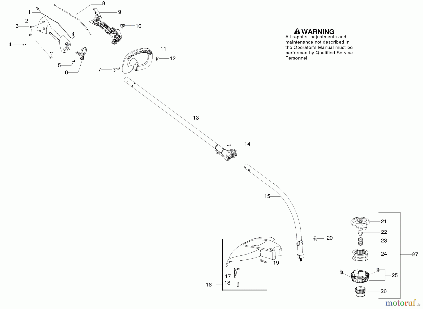 Poulan / Weed Eater Motorsensen, Trimmer PP338PT - Poulan Pro String Trimmer Shaft & Handle