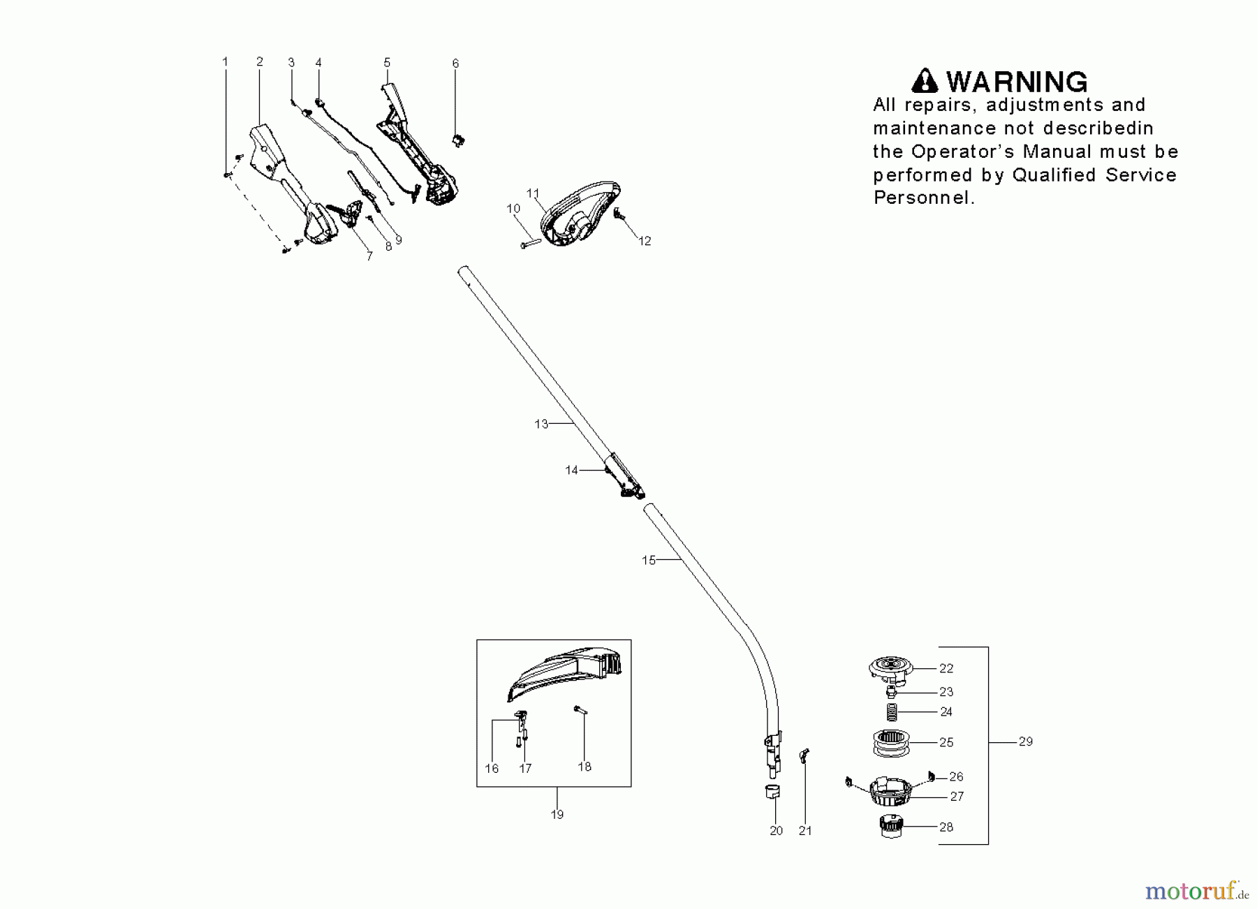Poulan / Weed Eater Motorsensen, Trimmer PP428C - Poulan Pro 4 cycle Curved Shaft Trimmer (2012-02) SHAFT HANDLE
