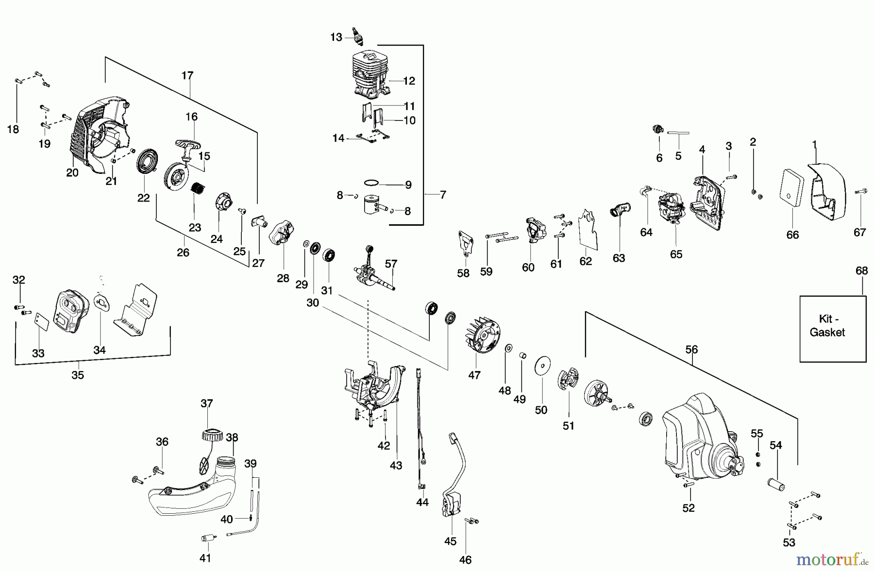 Poulan / Weed Eater Motorsensen, Trimmer PPB330 (Type 1) - Poulan Pro String Trimmer Engine Assembly