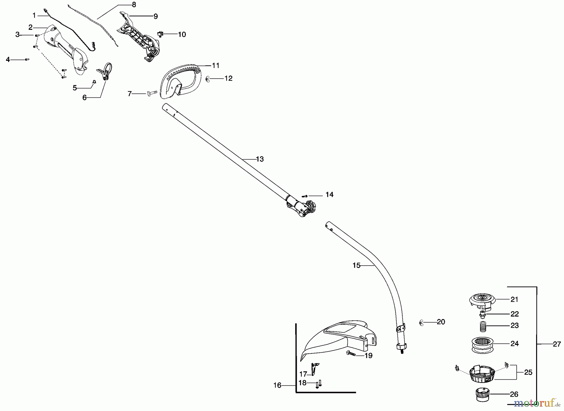 Poulan / Weed Eater Motorsensen, Trimmer PPB330 (Type 1) - Poulan Pro String Trimmer Handle & Shaft Assembly