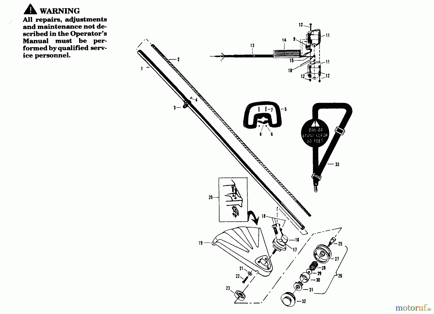 Poulan / Weed Eater Motorsensen, Trimmer PPC31 - Poulan Pro String Trimmer DRIVE SHAFT & CUTTING HEAD