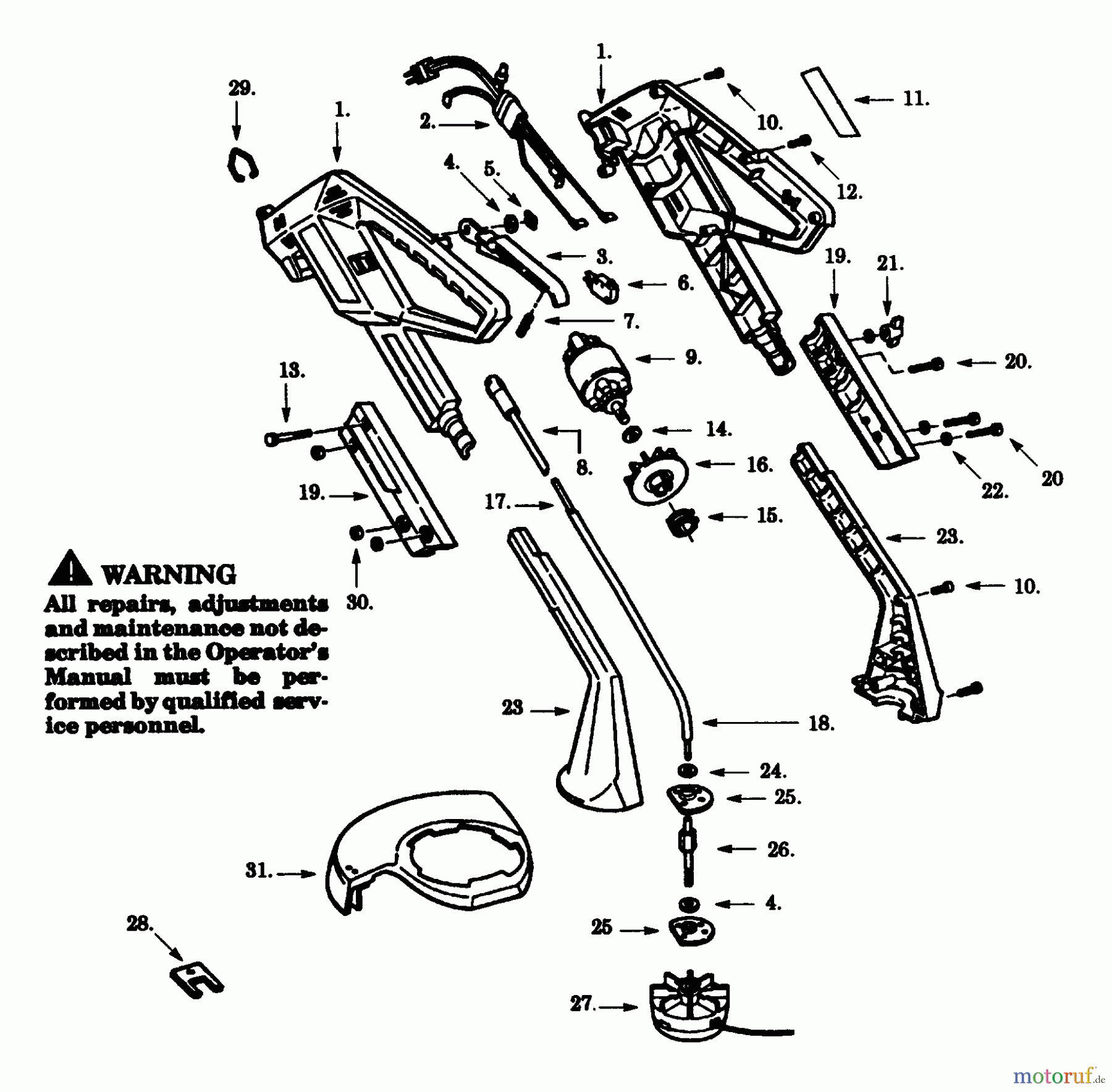 Poulan / Weed Eater Motorsensen, Trimmer PT1000-01 - Paramount Electric Trimmer TRIMMER ASSEMBLY