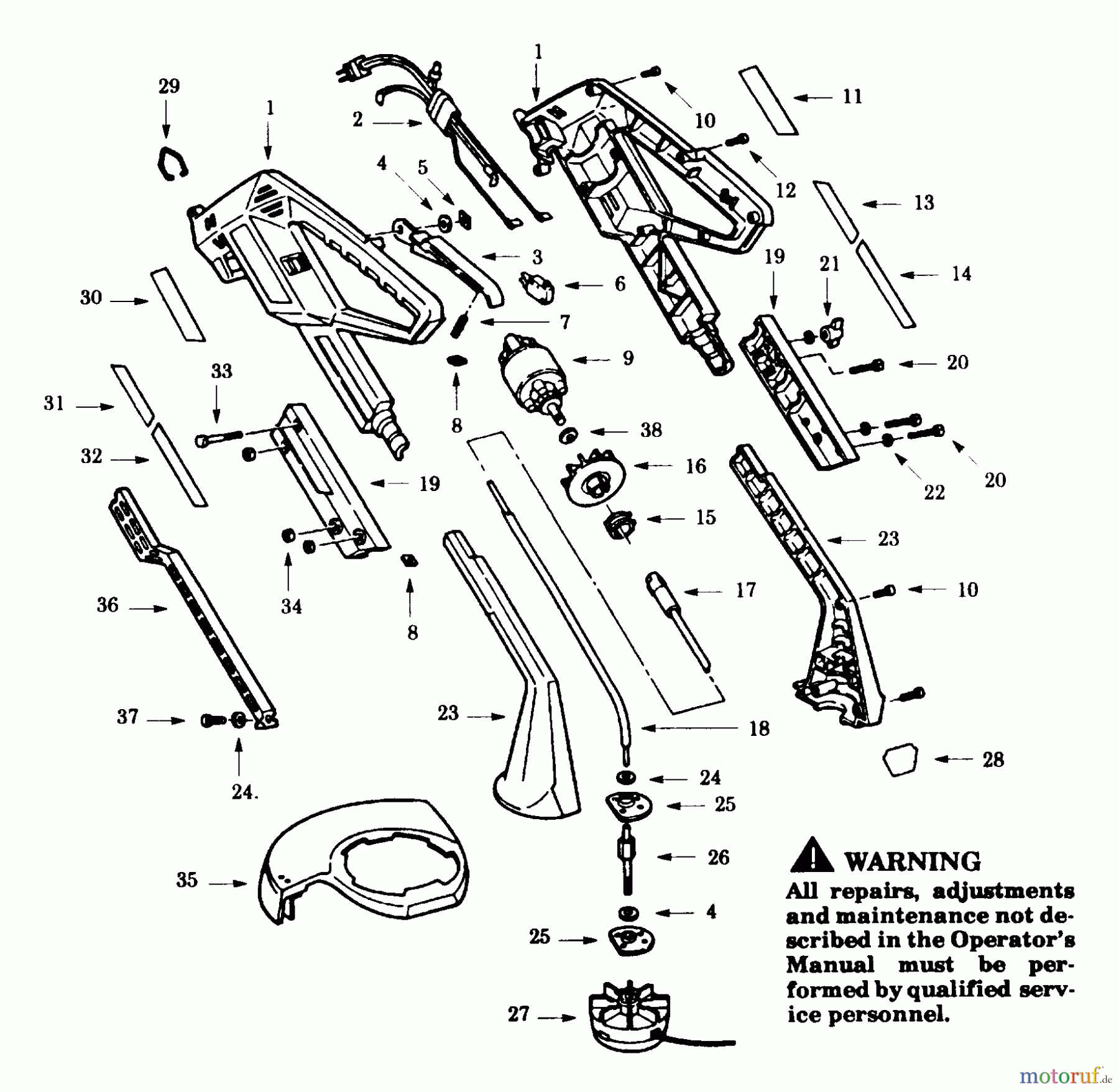 Poulan / Weed Eater Motorsensen, Trimmer PT1400-00 - Paramount Electric Trimmer TRIMMER ASSEMBLY