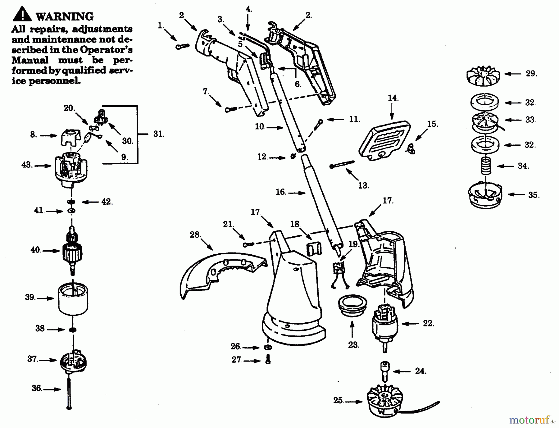 Poulan / Weed Eater Motorsensen, Trimmer PT140C-00 - Paramount Electric Trimmer TRIMMER/BRUSHCUTTER ASSEMBLY