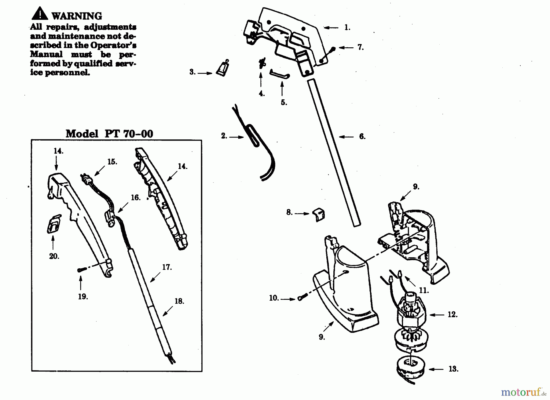 Poulan / Weed Eater Motorsensen, Trimmer PT70-02 - Paramount Electric Trimmer TRIMMER ASSEMBLY