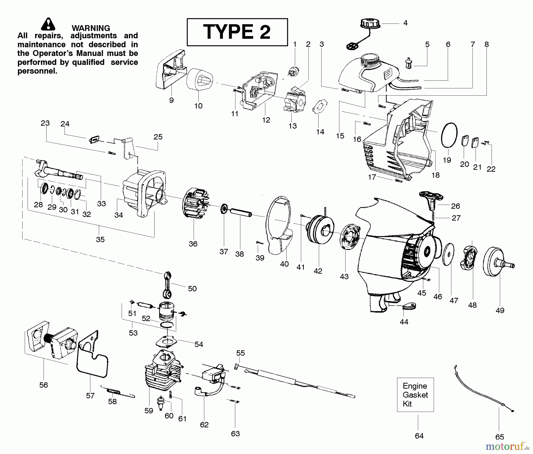 Poulan / Weed Eater Motorsensen, Trimmer SM132 (Type 2) - Poulan Pro String Trimmer Engine Assembly