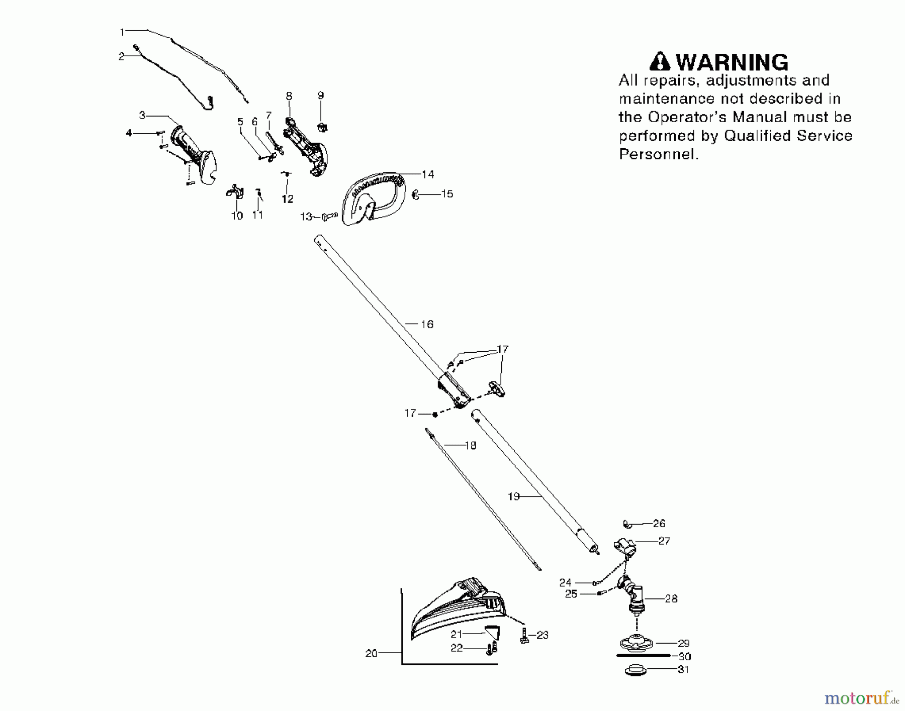 Poulan / Weed Eater Motorsensen, Trimmer SM30SB (966479401) - Poulan Pro String Trimmer (2010-11) SHAFT HANDLE