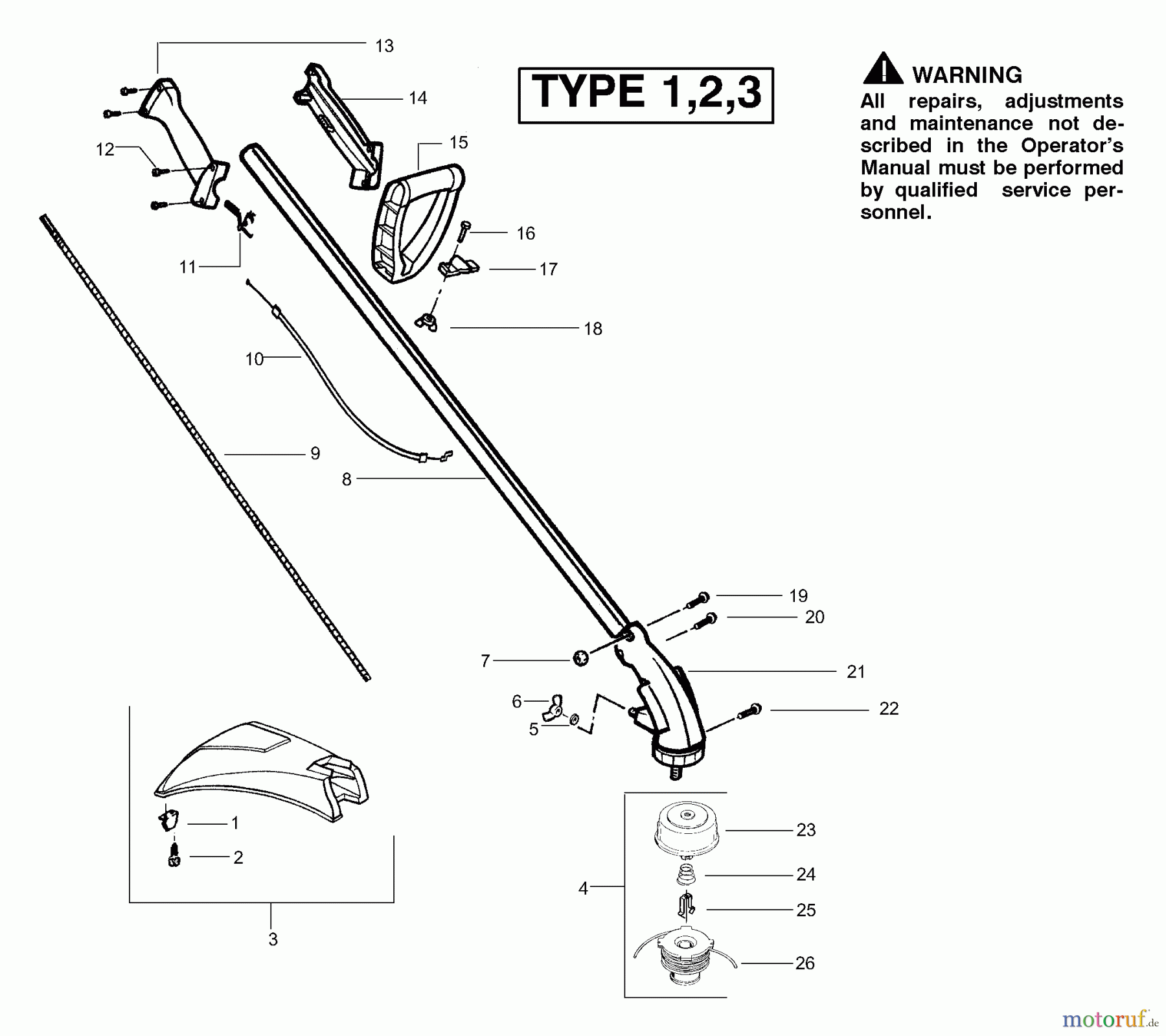 Poulan / Weed Eater Motorsensen, Trimmer SST (Type 1) - Weed Eater Featherlite LE String Trimmer Drive Shaft & Cutting Head