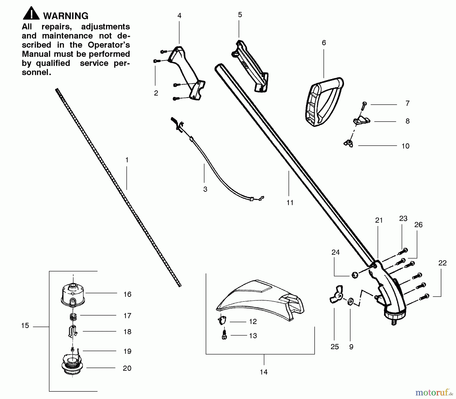 Poulan / Weed Eater Motorsensen, Trimmer SST - Weed Eater Featherlite String Trimmer Drive Shaft & Cutting Head