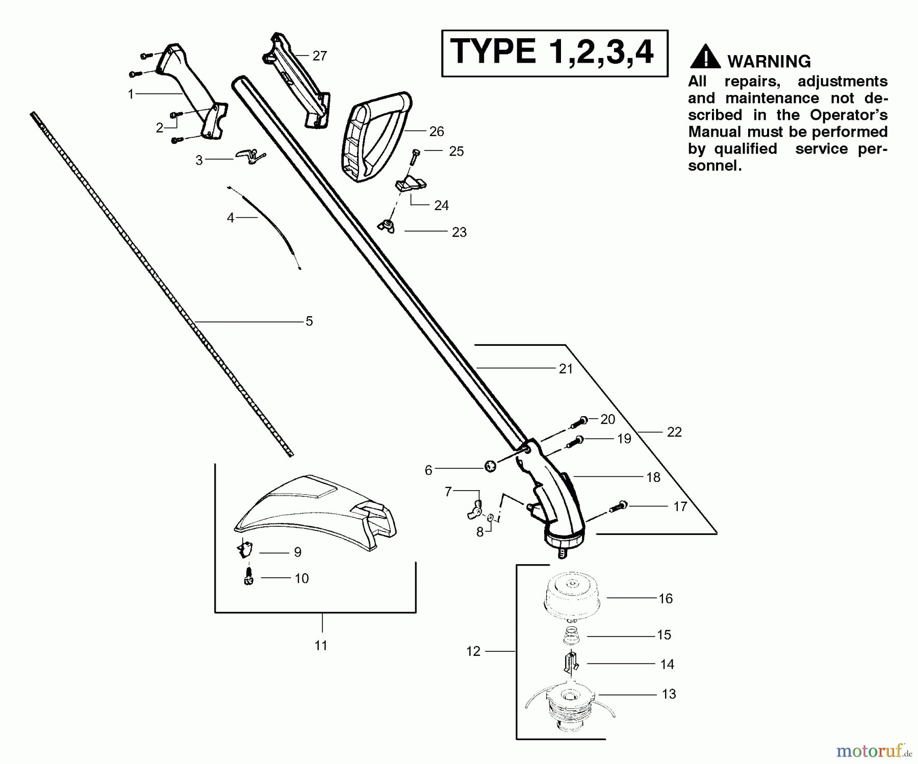 Poulan / Weed Eater Motorsensen, Trimmer SST25 (Type 4) - Weed Eater Featherlite HO String Trimmer Handle & Shaft Assembly