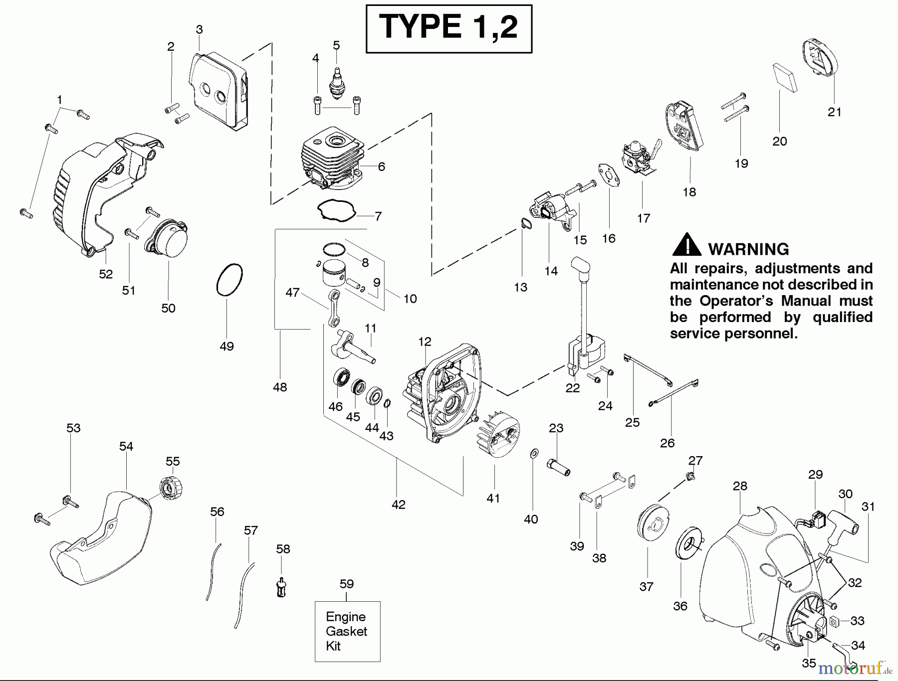 Poulan / Weed Eater Motorsensen, Trimmer SST25C (Type 2) - Weed Eater Featherlite String Trimmer Engine