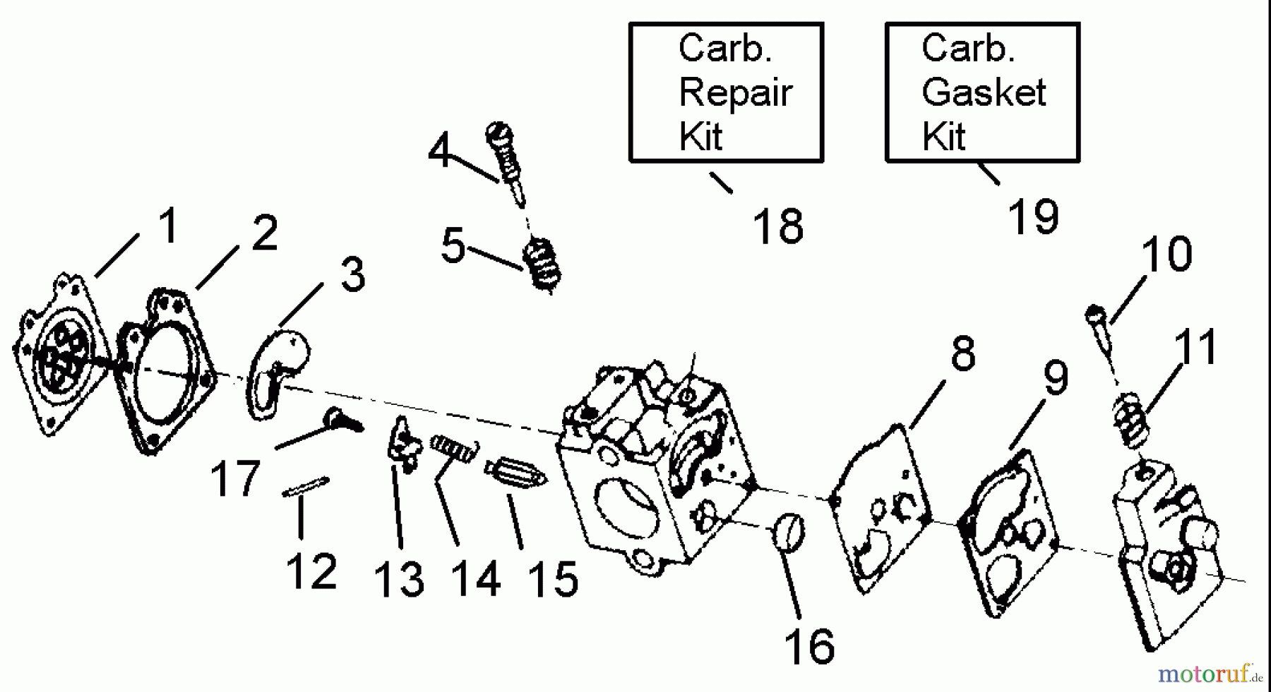Poulan / Weed Eater Motorsensen, Trimmer GTI52 - Weed Eater String Trimmer Carburetor Assembly - WA-207/207A, WA-219