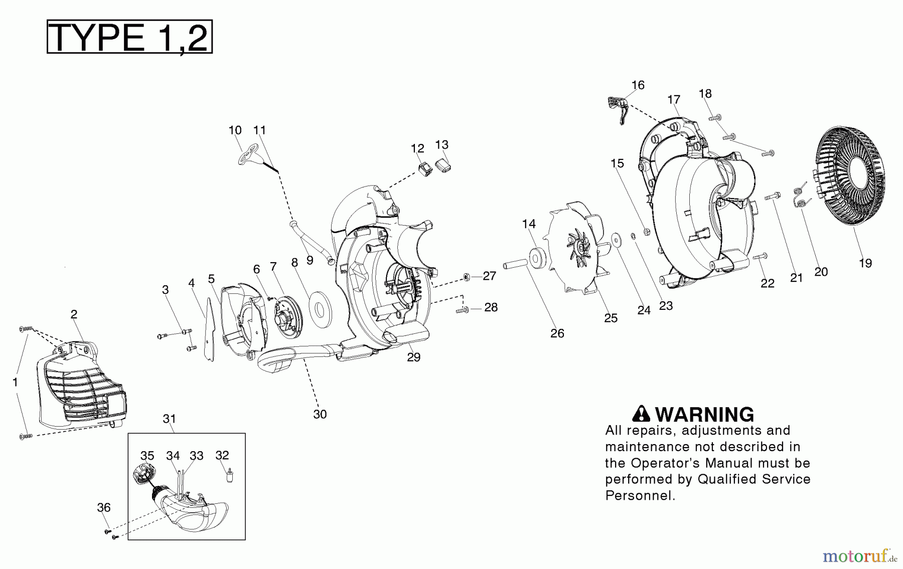 Poulan / Weed Eater Bläser / Sauger / Häcksler / Mulchgeräte PPB430VS (Type 2) - Poulan Pro Blower Housing Type 1,2