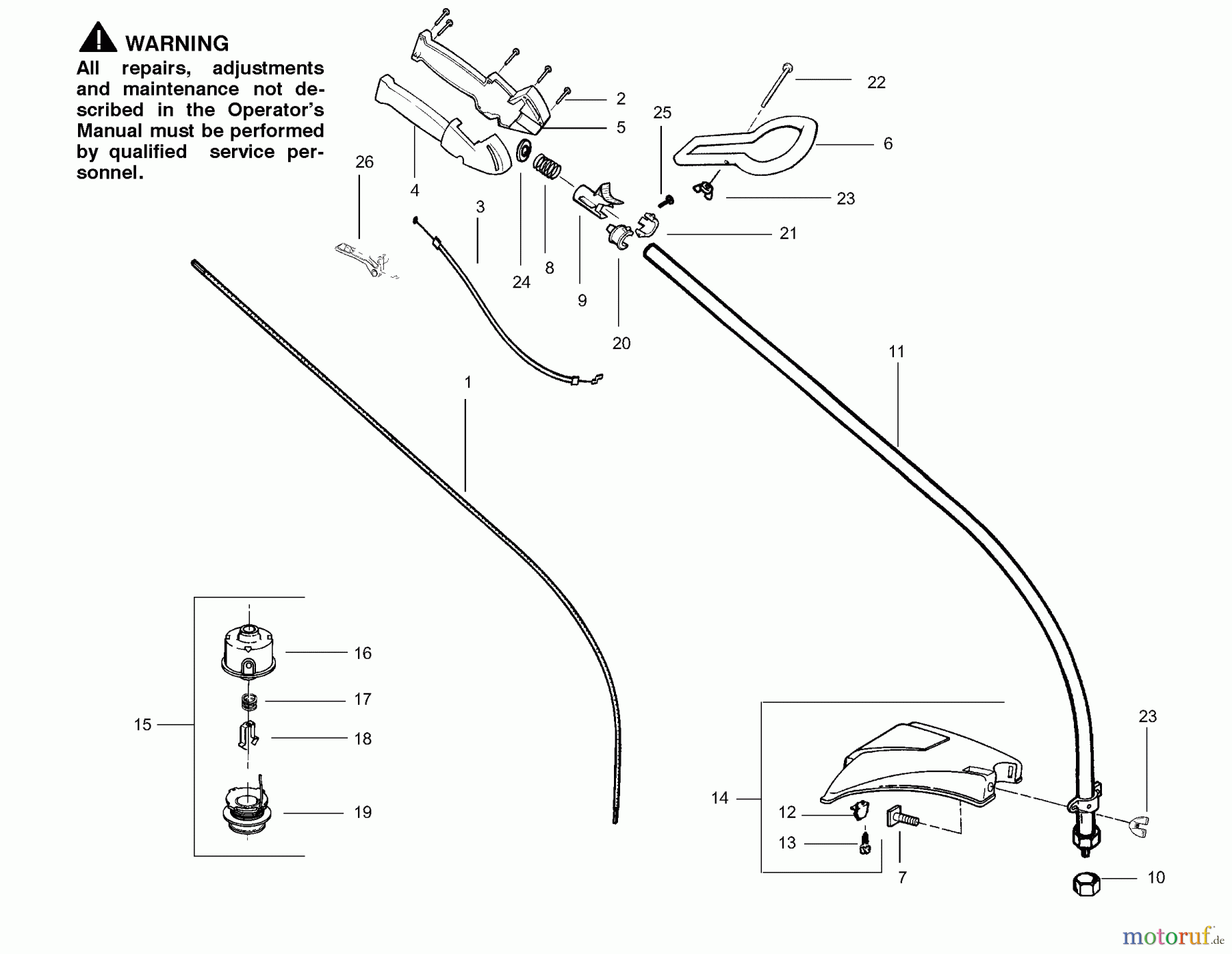 Poulan / Weed Eater Motorsensen, Trimmer TE450 - Poulan String Trimmer Driveshaft & Cutting Head