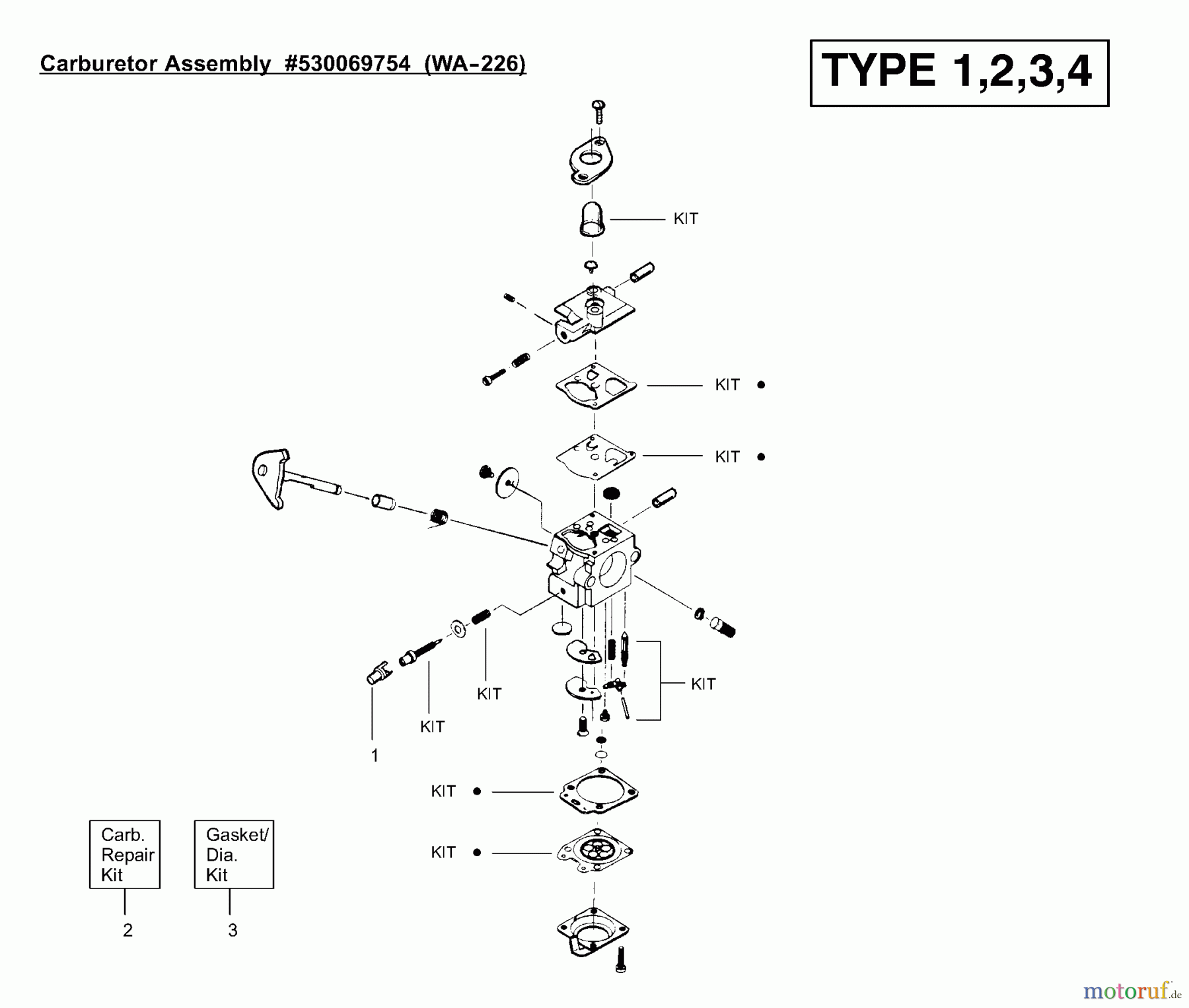 Poulan / Weed Eater Motorsensen, Trimmer TE450CXL (Type 4) - Poulan String Trimmer Carburetor Assembly (WT226) 530069754