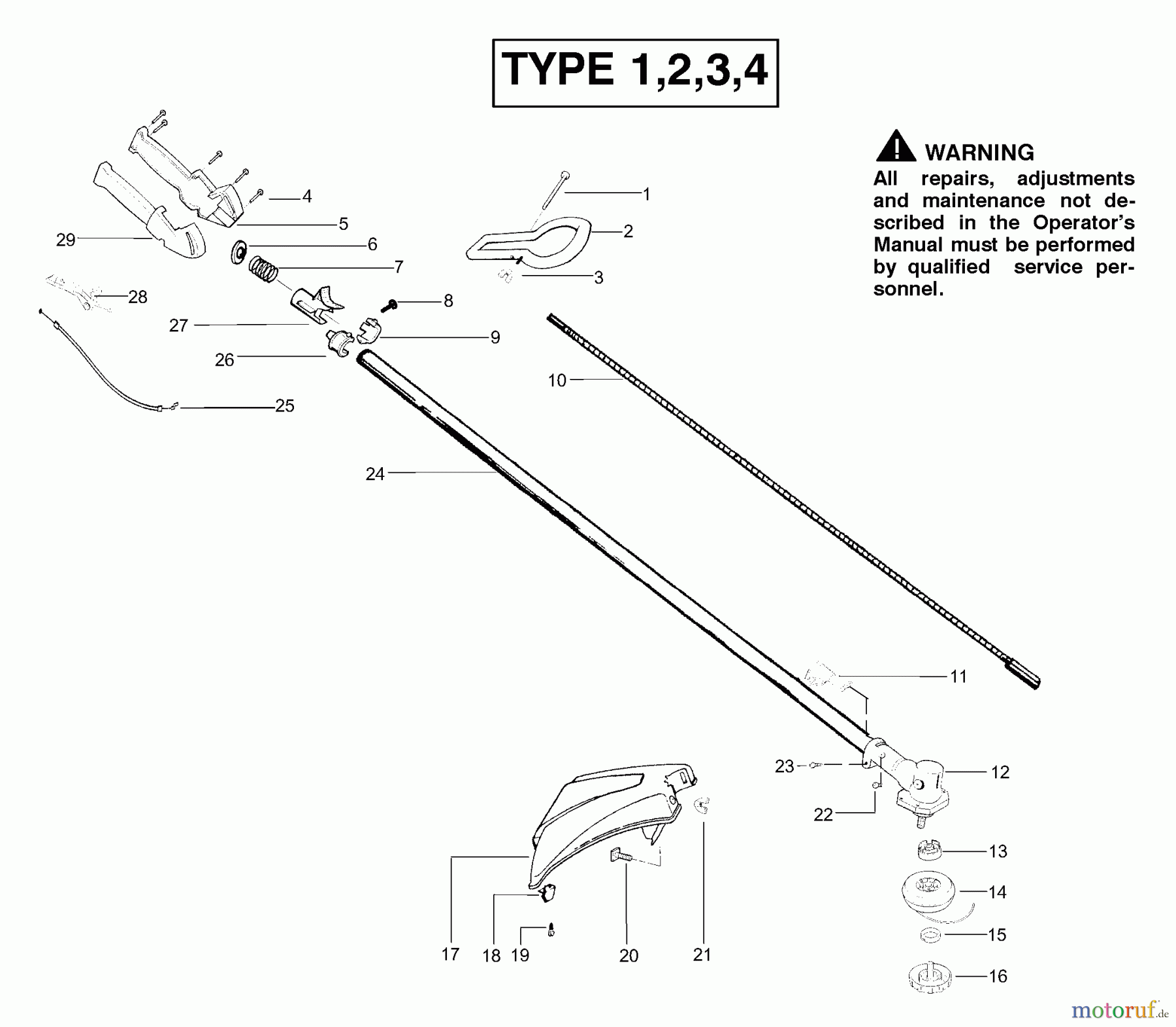 Poulan / Weed Eater Motorsensen, Trimmer TE500CXL (Type 2) - Weed Eater String Trimmer Handle & Shaft Assembly