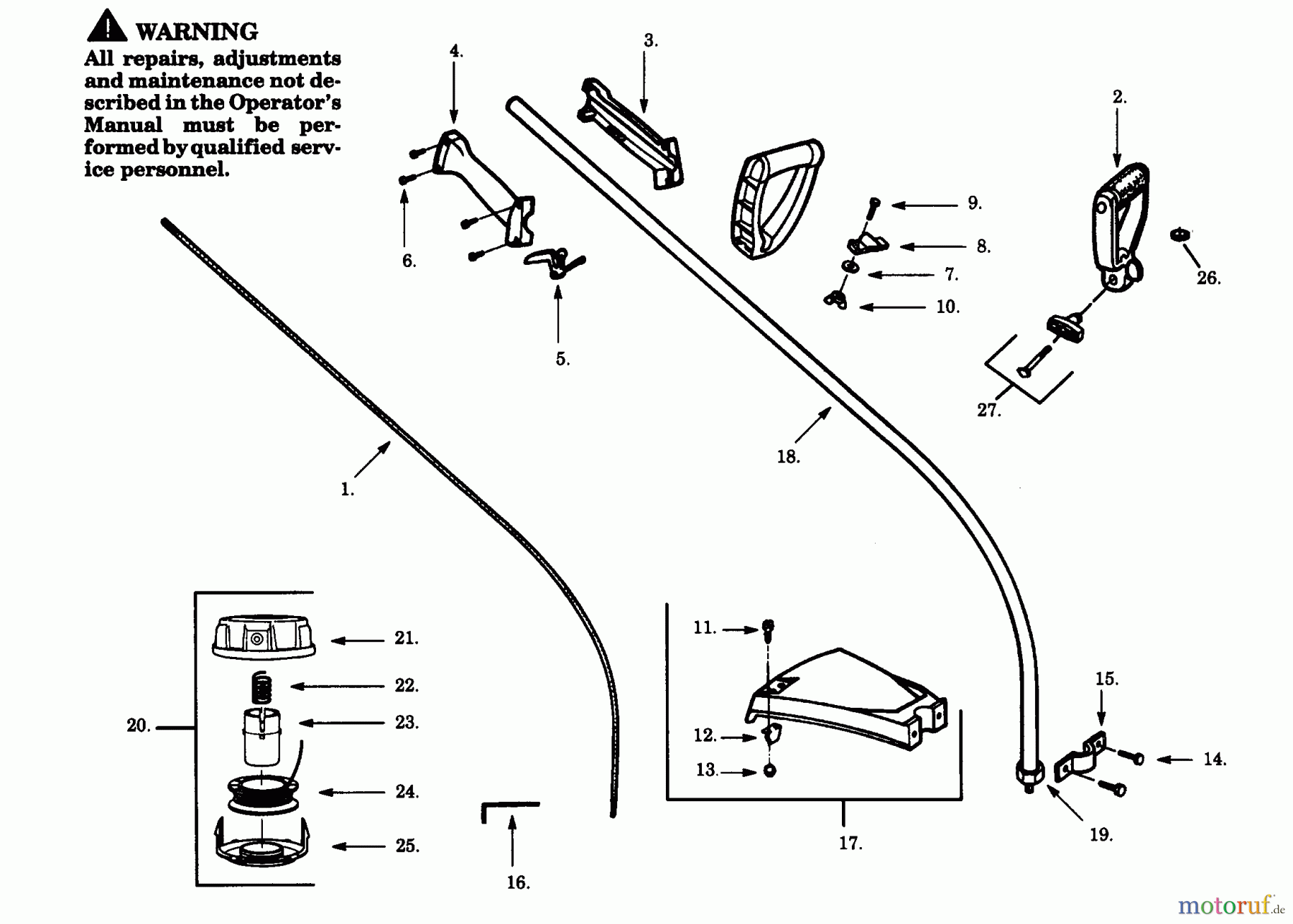 Poulan / Weed Eater Motorsensen, Trimmer TK2145 - Turf King Gas Trimmer CUTTING HEAD & DRIVE SHAFT ASSEMBLIES