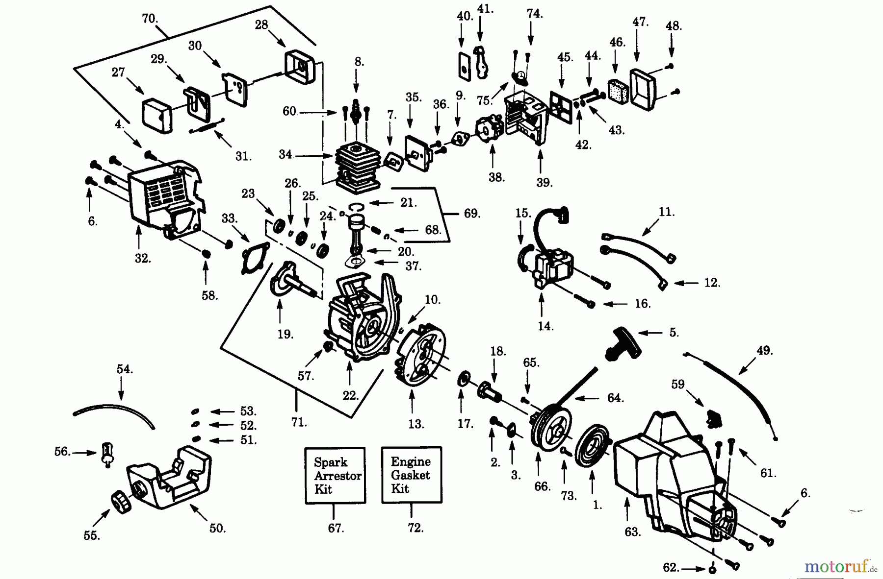 Poulan / Weed Eater Motorsensen, Trimmer TK2145 - Turf King Gas Trimmer ENGINE BLOCK, & SHROUD
