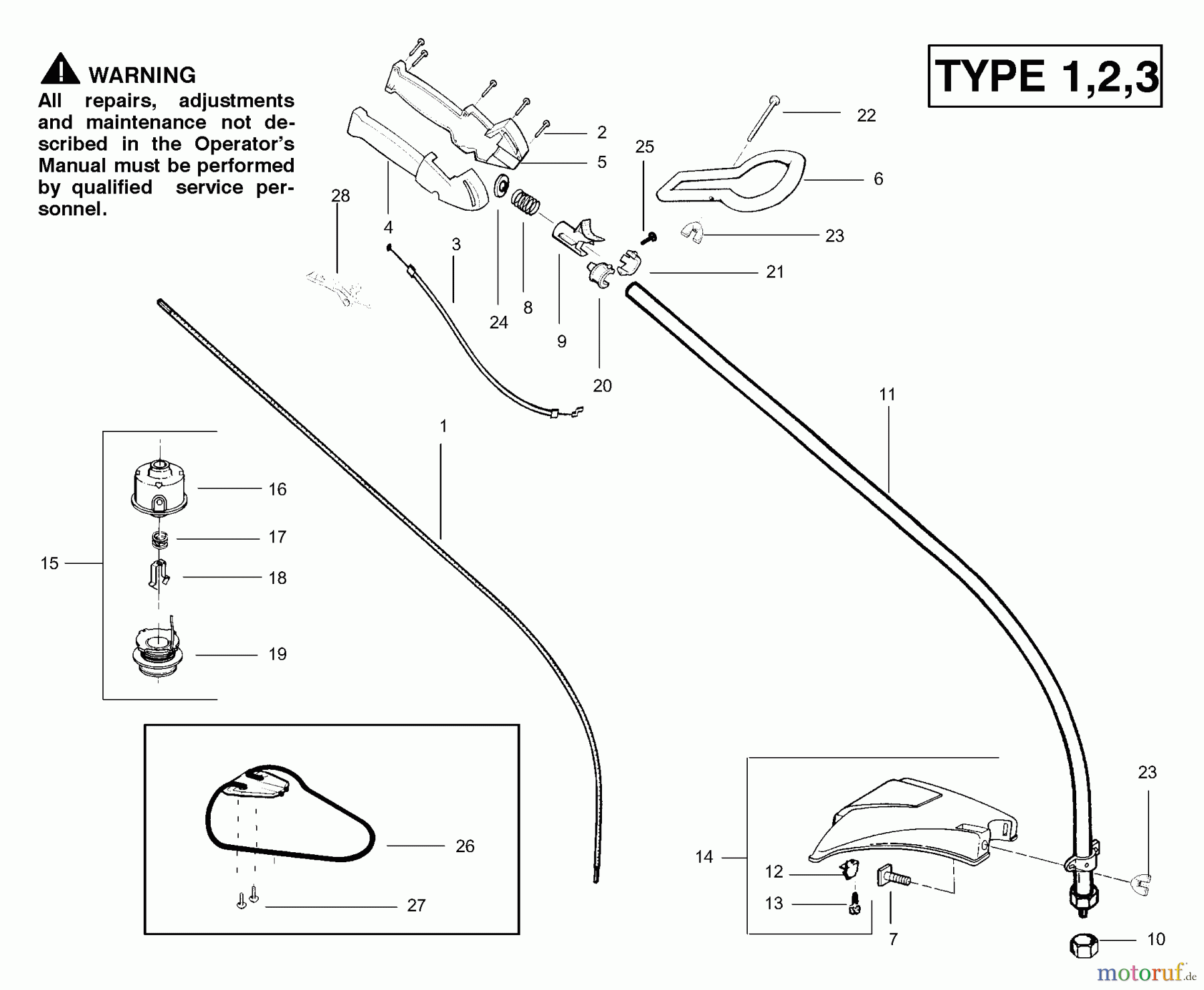 Poulan / Weed Eater Motorsensen, Trimmer Twistn Edge (Type 1) - Weed Eater String Trimmer Driveshaft & Cutting Head