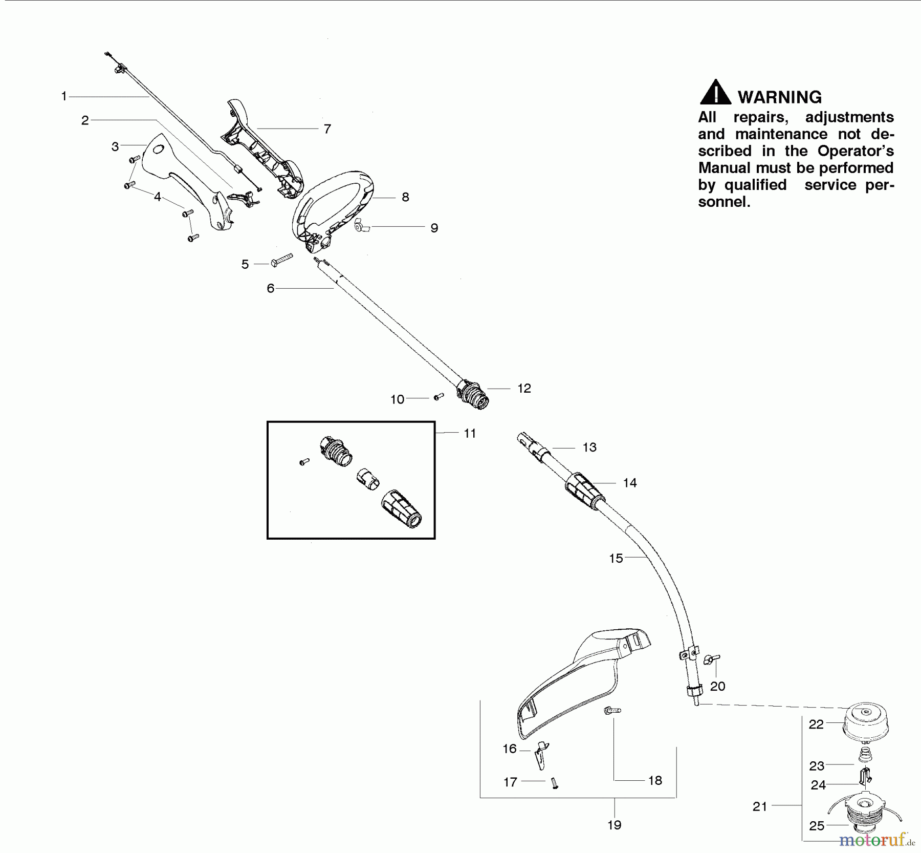 Poulan / Weed Eater Motorsensen, Trimmer W25CBK (967184001) - Weed Eater String Trimmer (2012-11) SHAFT HANDLE