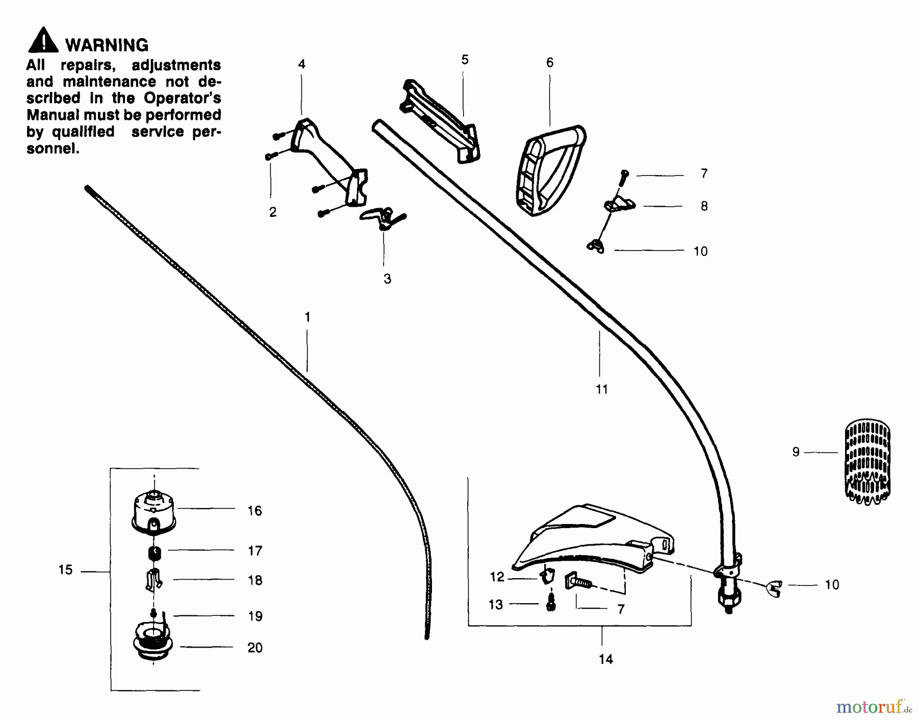 Poulan / Weed Eater Motorsensen, Trimmer WildThing - Weed Eater String Trimmer Drive Shaft & Cutting Head