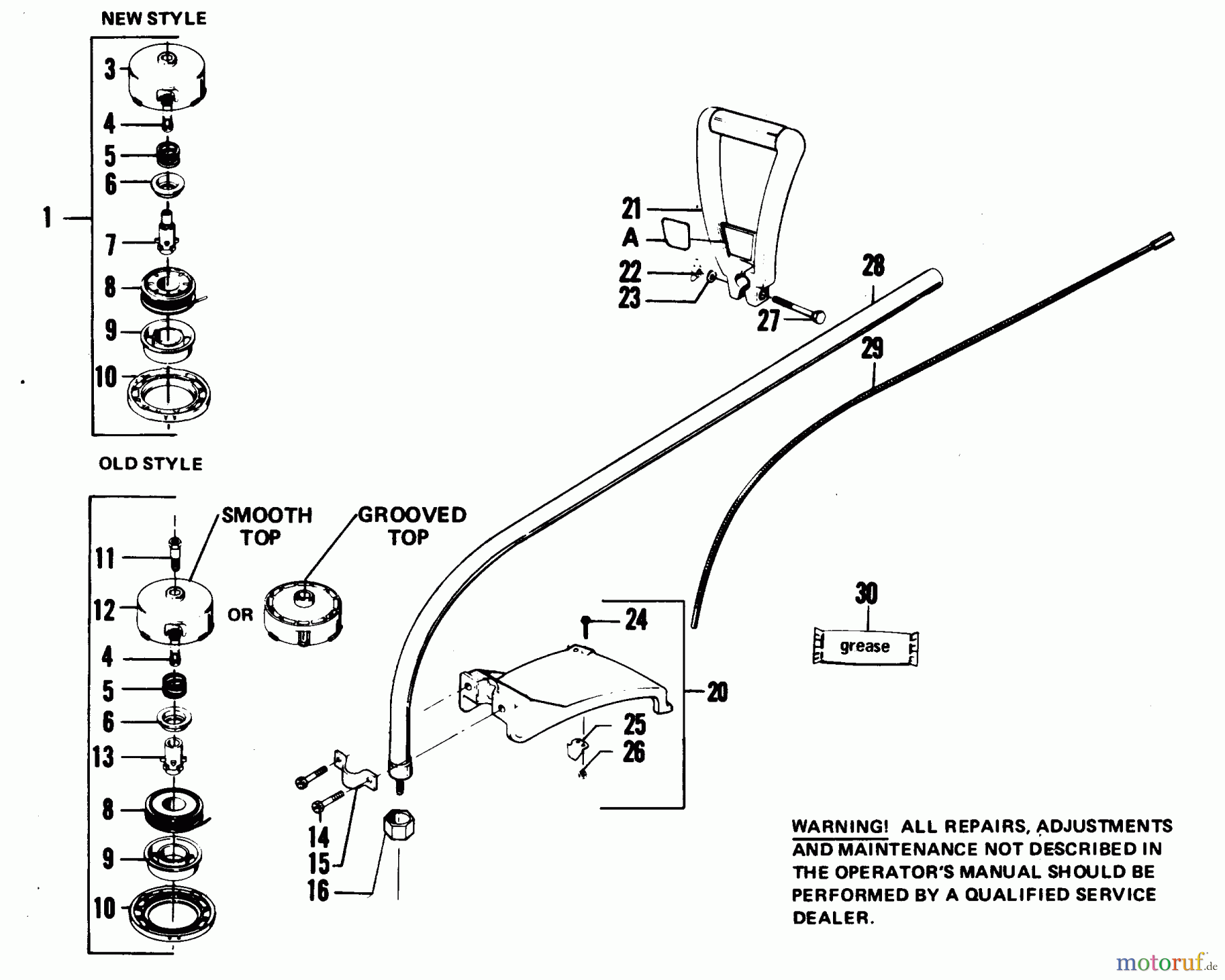 Poulan / Weed Eater Motorsensen, Trimmer XR-30 - Weed Eater String Trimmer CUTTING HEAD & DRIVE SHAFT