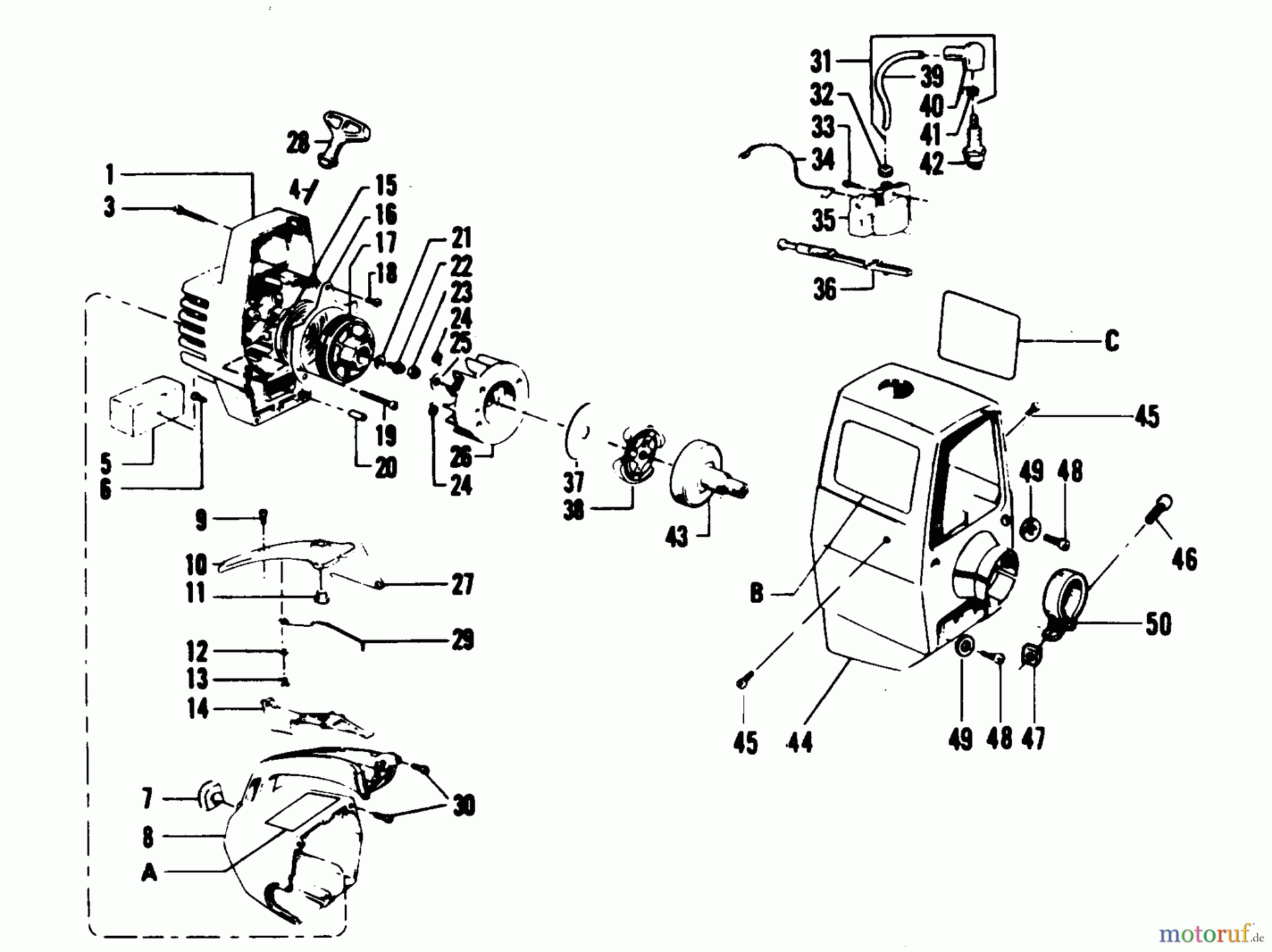 Poulan / Weed Eater Motorsensen, Trimmer XR-50A - Weed Eater String Trimmer STARTER & SHROUD