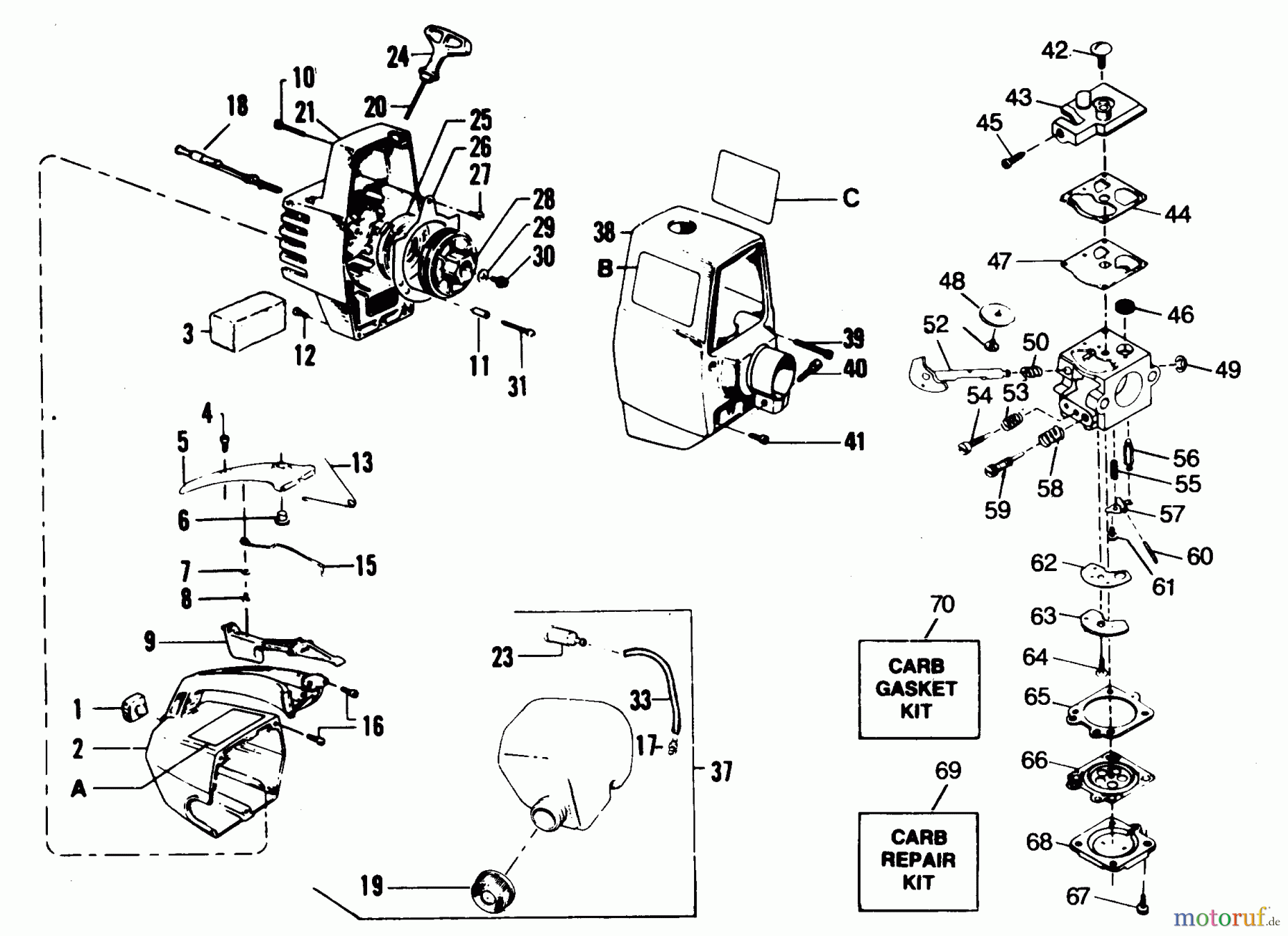 Poulan / Weed Eater Motorsensen, Trimmer XR-80A - Weed Eater String Trimmer STARTER & SHROUD