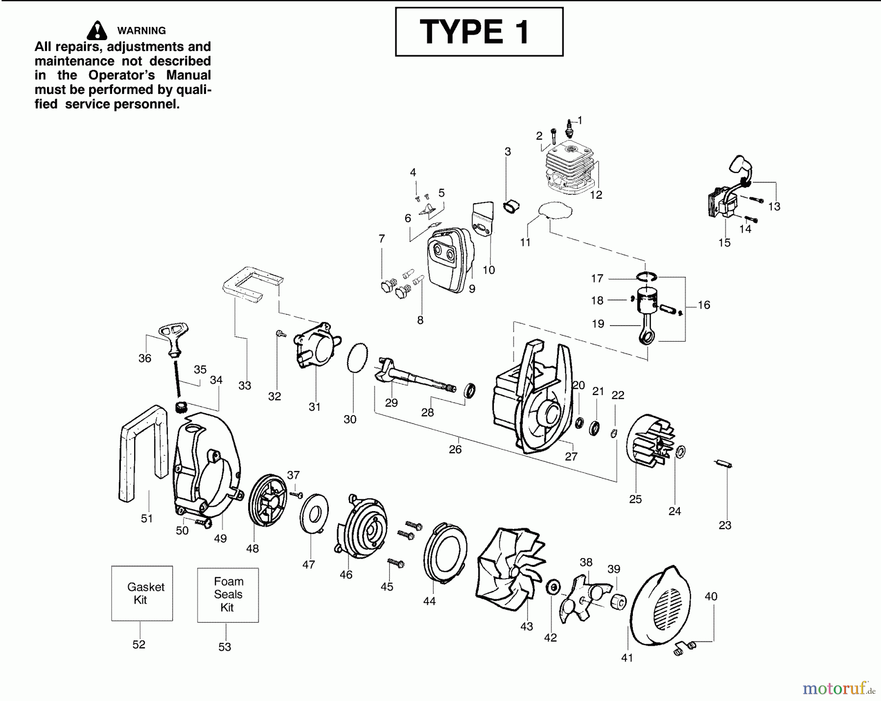 Poulan / Weed Eater Bläser / Sauger / Häcksler / Mulchgeräte PPBVM200LE (Type 1) - Poulan Pro Blower Engine Assembly Type 1