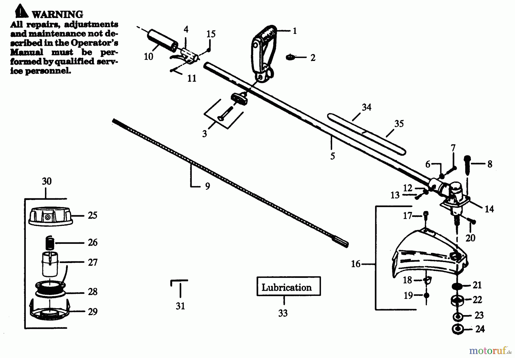 Poulan / Weed Eater Motorsensen, Trimmer XT 90 - Weed Eater String Trimmer Driveshaft & Cutting Head