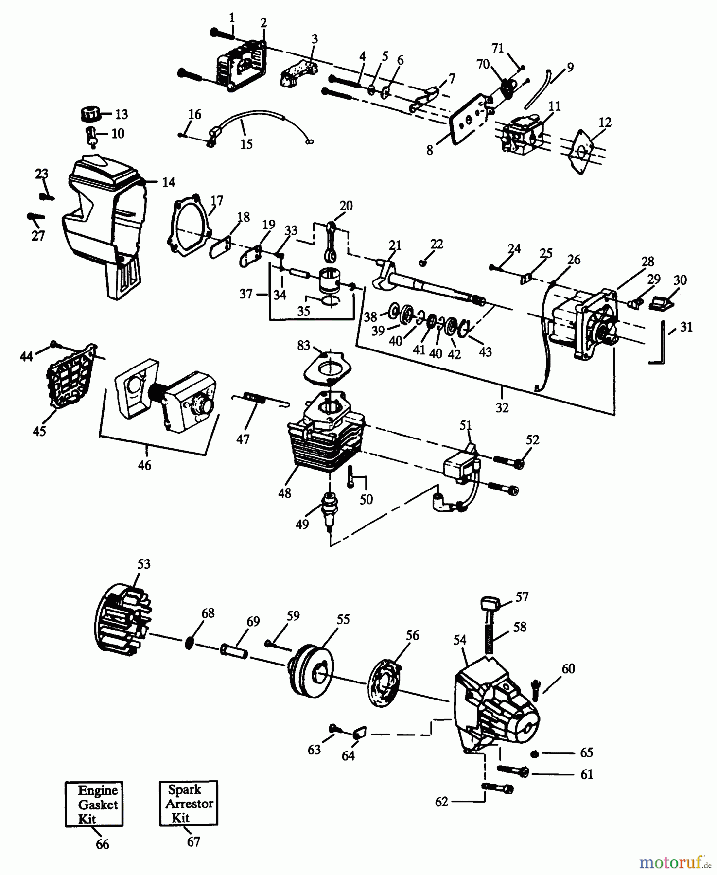 Poulan / Weed Eater Motorsensen, Trimmer XT 90 - Weed Eater String Trimmer Engine Assembly