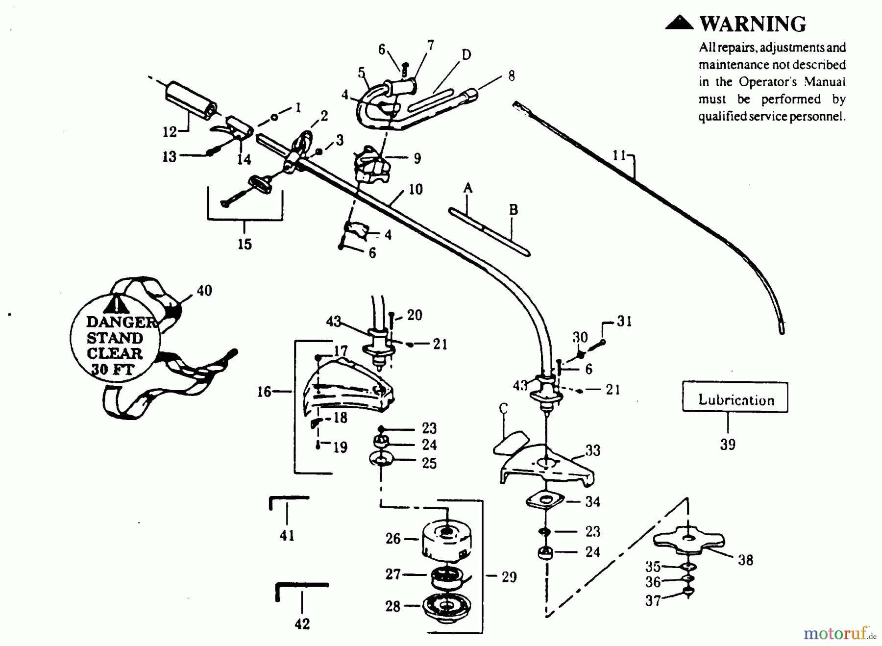 Poulan / Weed Eater Motorsensen, Trimmer TT-85 - Weed Eater String Trimmer CUTTING HEAD & DRIVE SHAFT