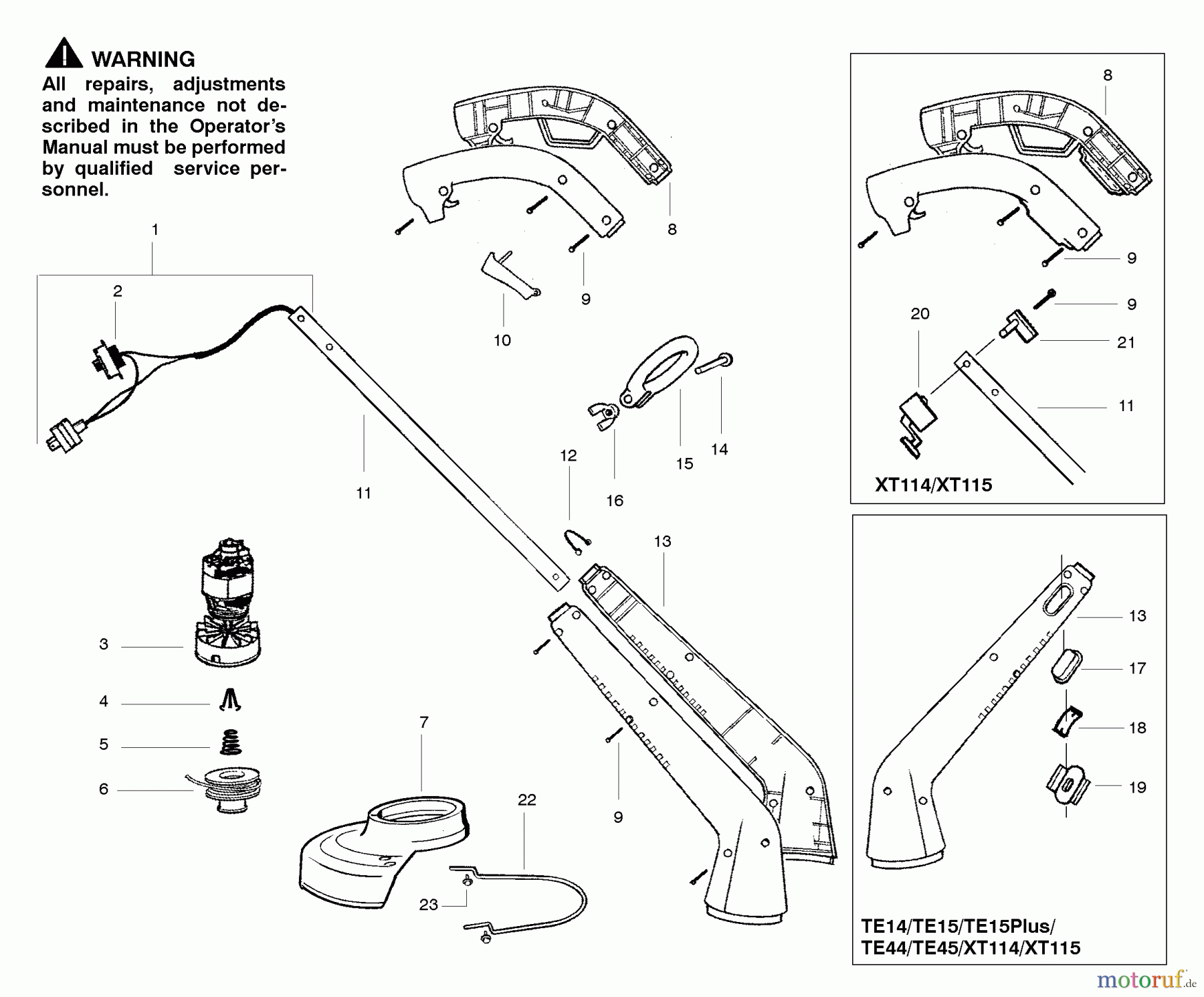 Poulan / Weed Eater Motorsensen, Trimmer TE14 - Weed Eater Electric Trimmer Trimmer Assembly