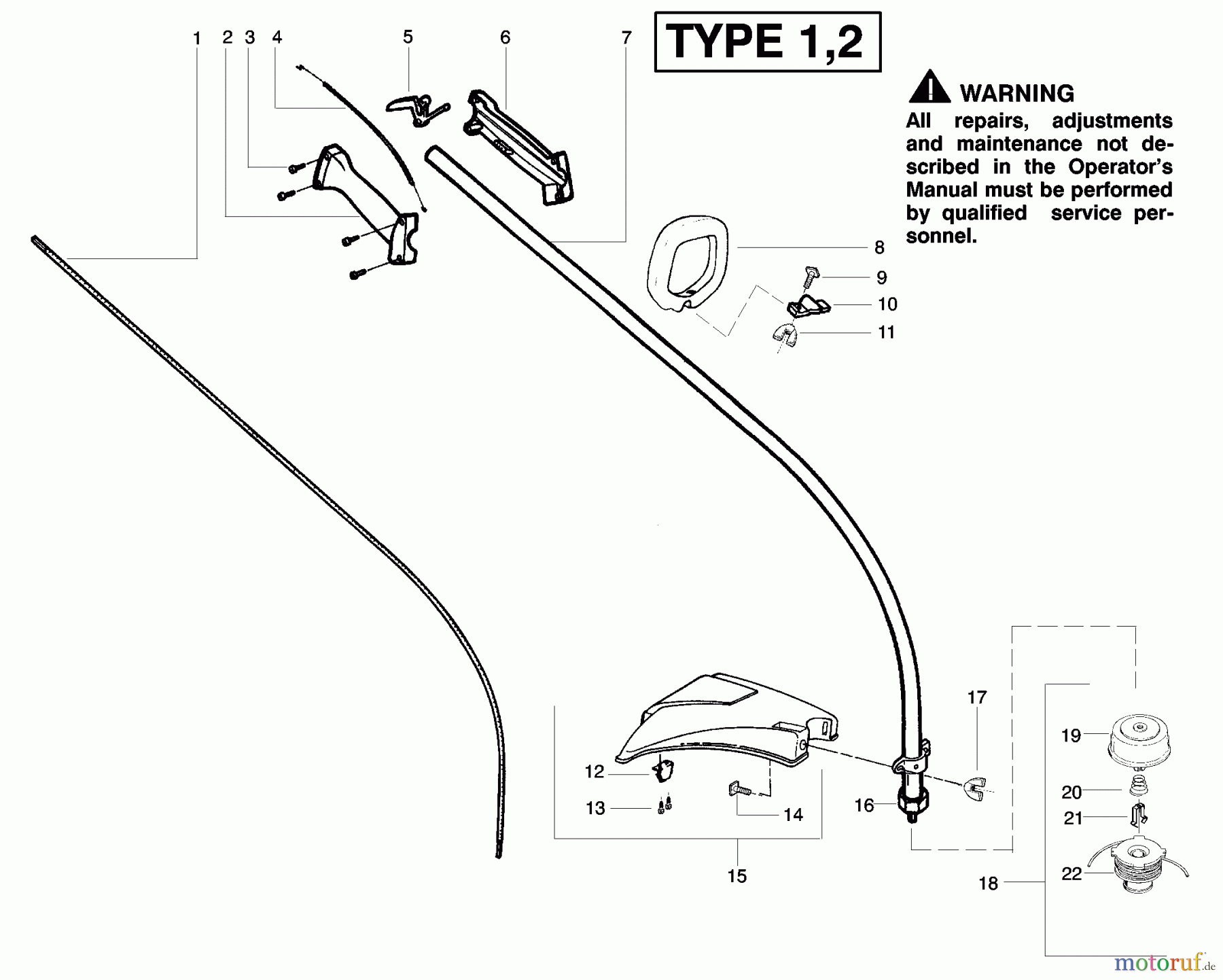 Poulan / Weed Eater Motorsensen, Trimmer XT250 (Type 2) - Weed Eater String Trimmer Handle & Shaft Assembly