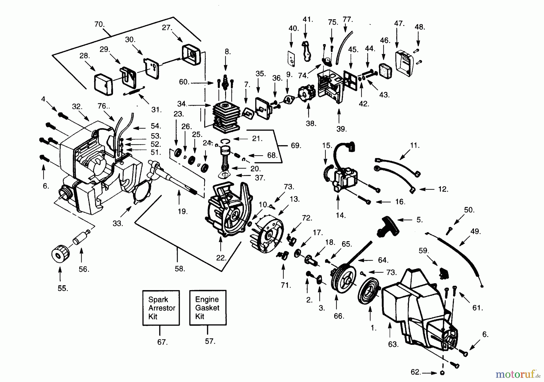 Poulan / Weed Eater Motorsensen, Trimmer XT45 - Weed Eater String Trimmer POWER UNIT
