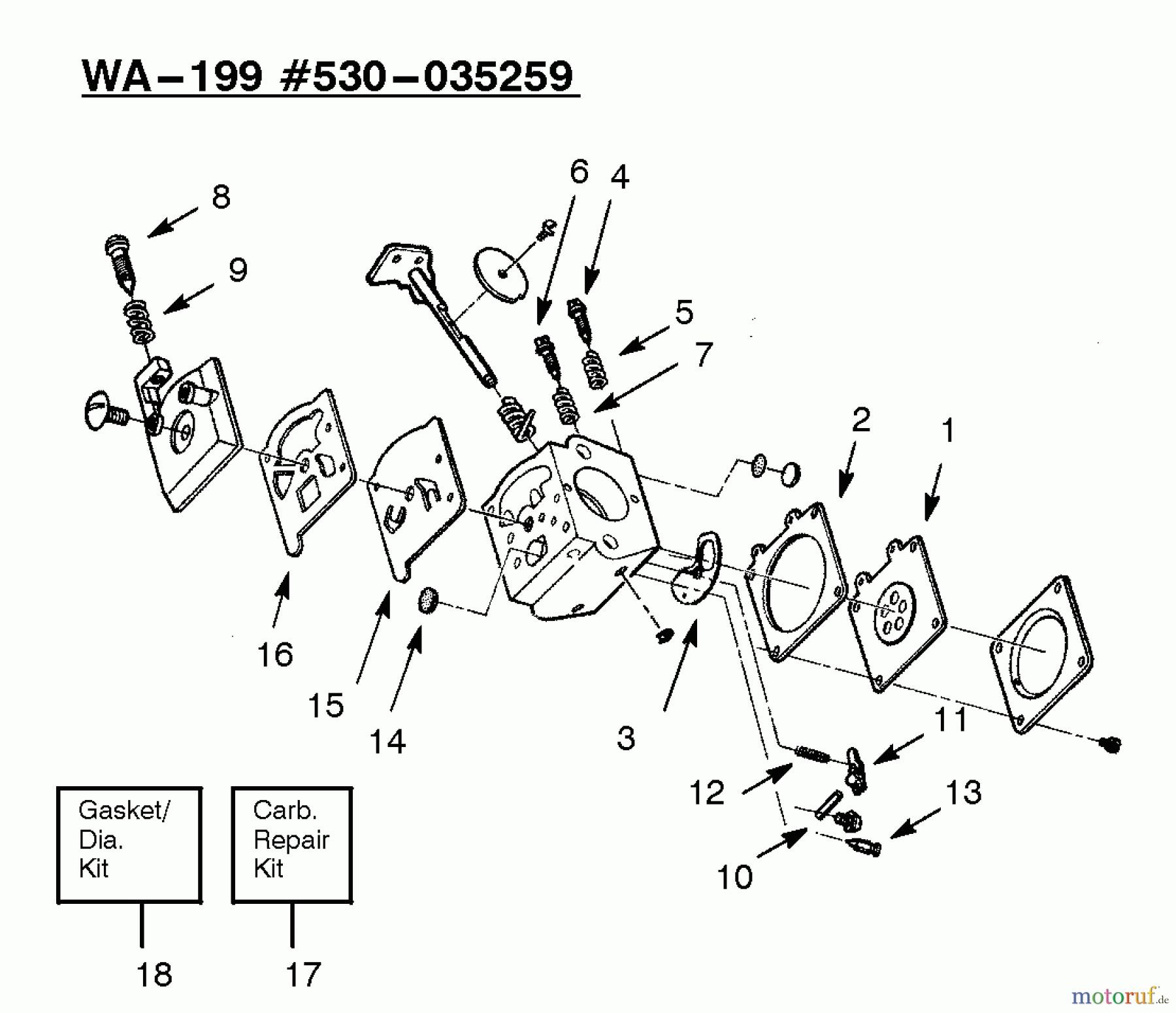 Poulan / Weed Eater Motorsensen, Trimmer XT40 - Weed Eater String Trimmer Carburetor Assembly WA-199