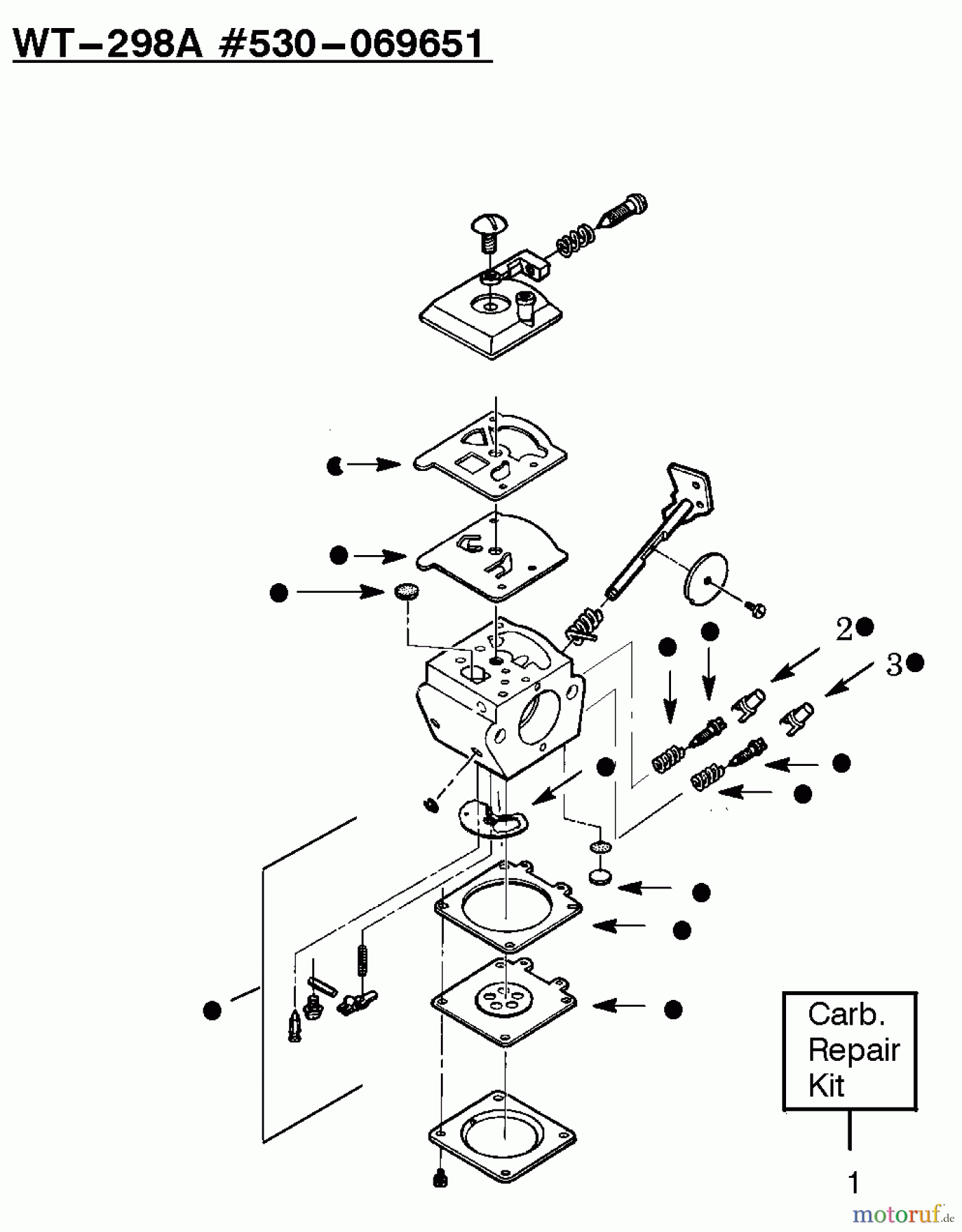 Poulan / Weed Eater Motorsensen, Trimmer XT40 - Weed Eater String Trimmer Carburetor Assembly WT-298A