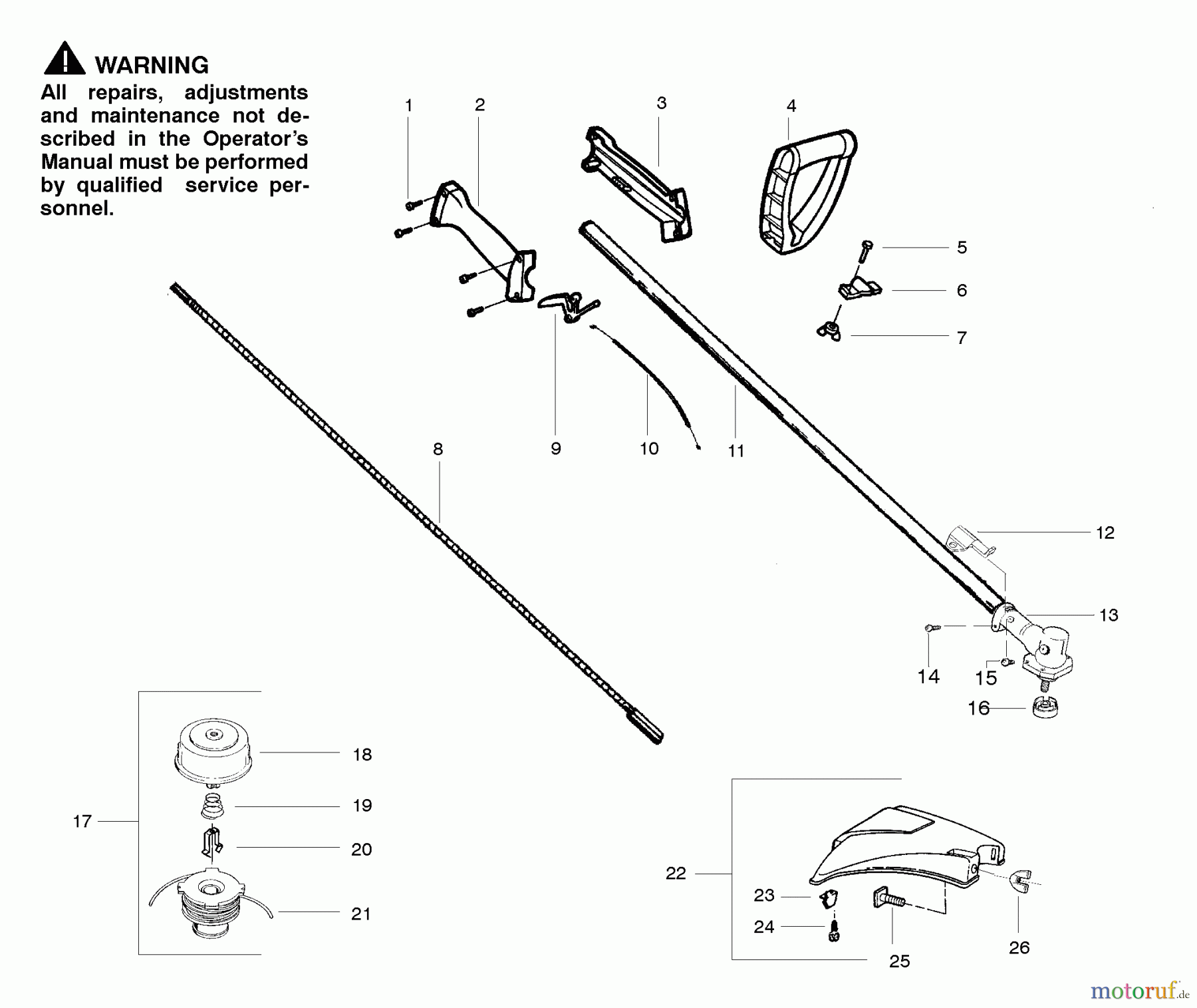 Poulan / Weed Eater Motorsensen, Trimmer XT600 (Type 6) - Weed Eater String Trimmer Handle, Chassis & Bar Assembly Type 6