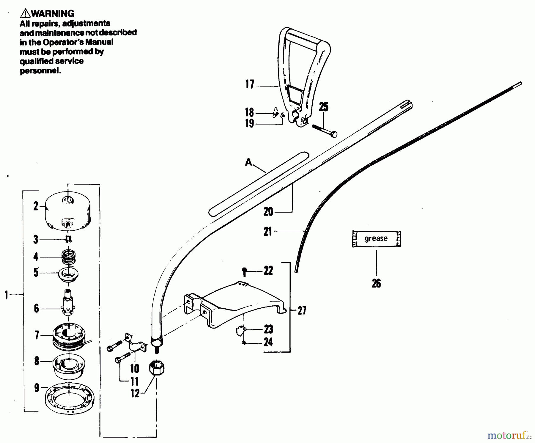 Poulan / Weed Eater Motorsensen, Trimmer YP110 - Weed Eater String Trimmer CUTTING HEAD & DRIVE SHAFT