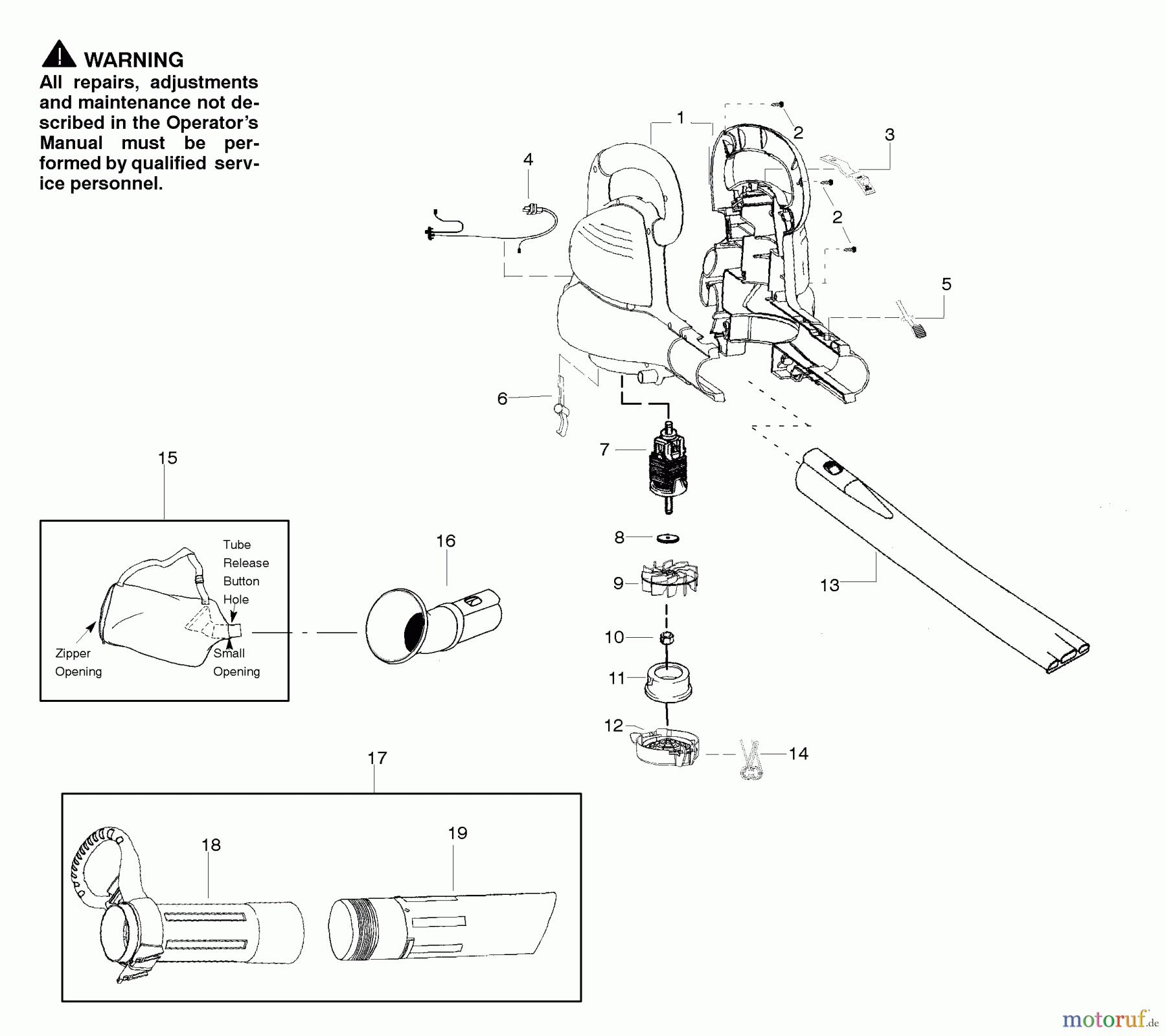 Poulan / Weed Eater Bläser / Sauger / Häcksler / Mulchgeräte WEBV215 - Weed Eater Electric Blower Electric Blower Assembly