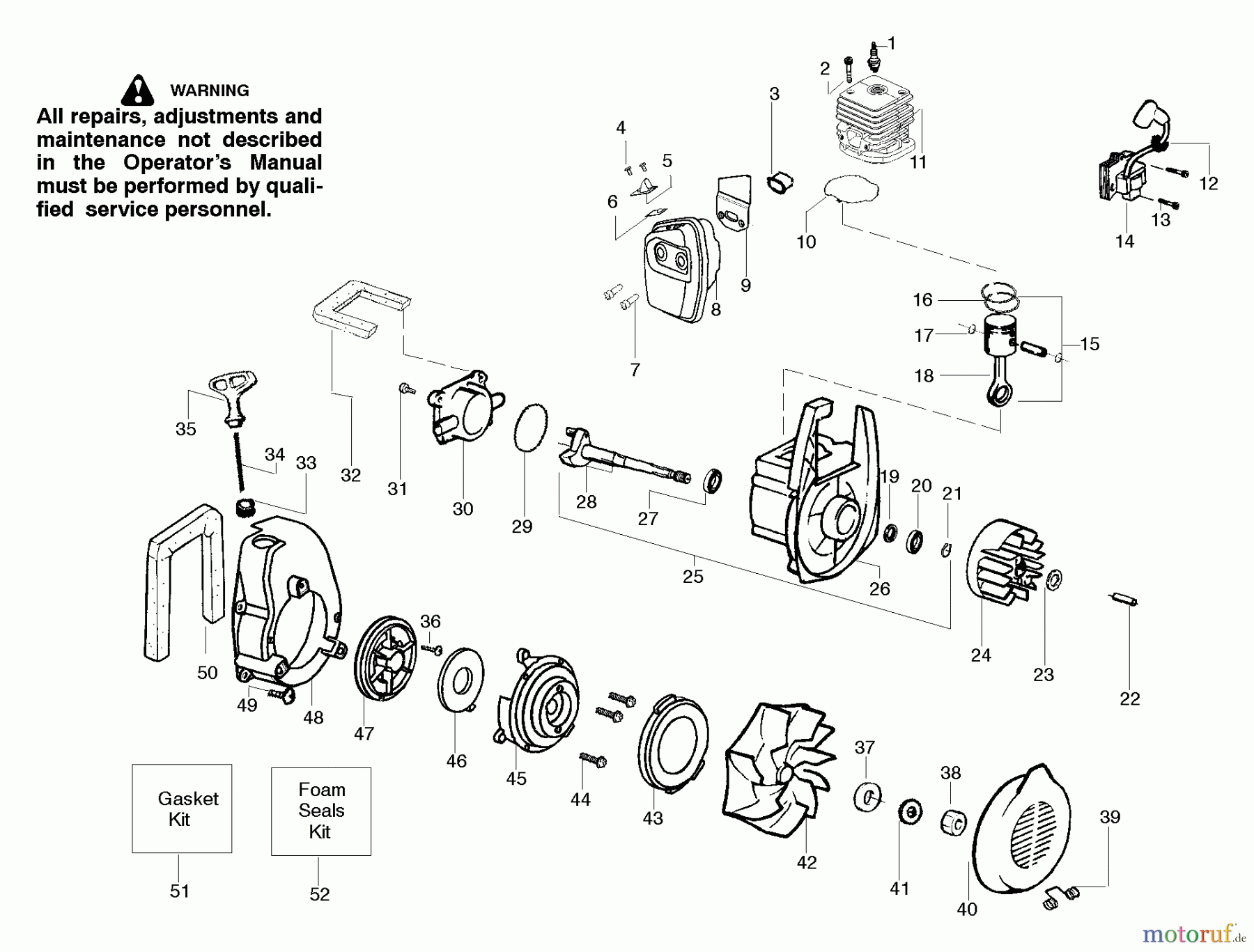 Poulan / Weed Eater Bläser / Sauger / Häcksler / Mulchgeräte WT200 (Type 1) - Weed Eater Wildthing Blower Engine Assembly Type 1