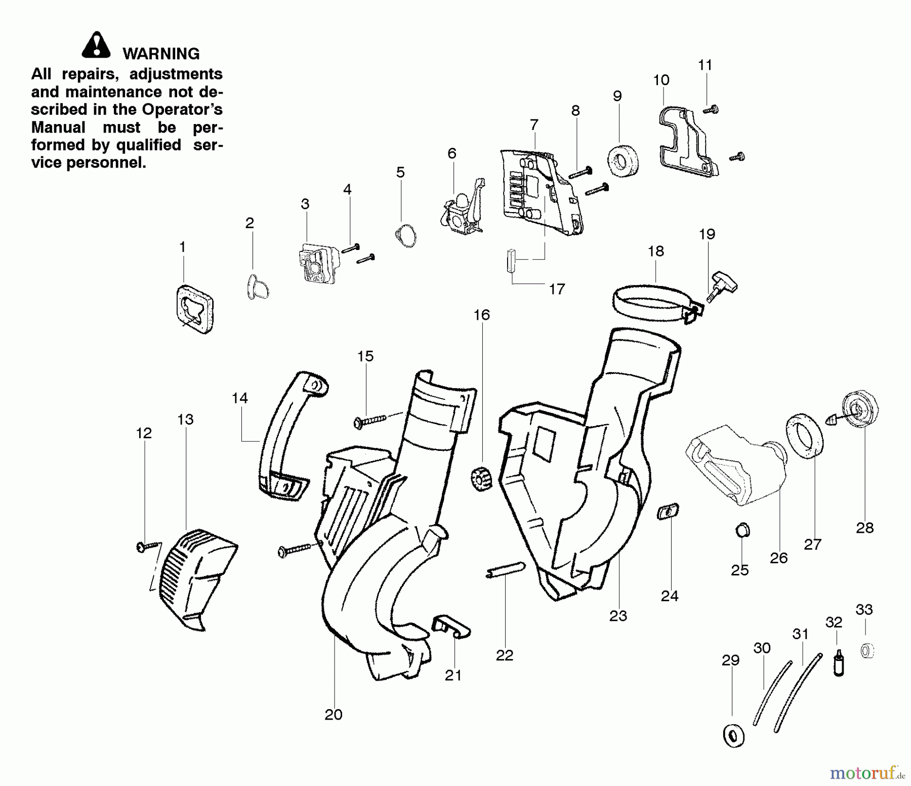 Poulan / Weed Eater Bläser / Sauger / Häcksler / Mulchgeräte WT200 (Type 1) - Weed Eater Wildthing Blower Handle, Chassis & Blower Assembly Type 1