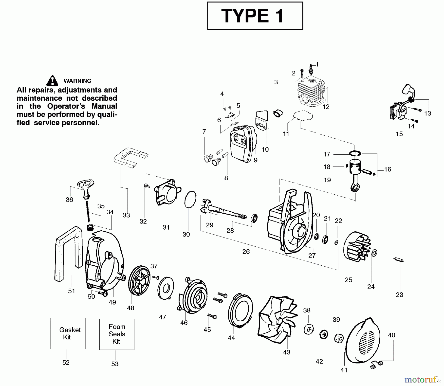 Poulan / Weed Eater Bläser / Sauger / Häcksler / Mulchgeräte WT200LE (Type 1) - Weed Eater Wildthing Blower Engine Type 1