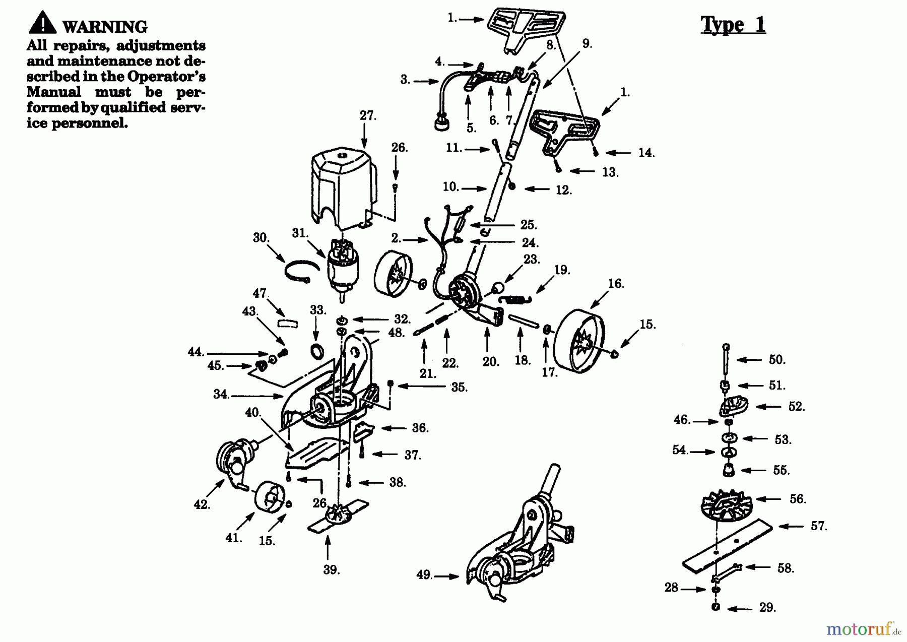 Poulan / Weed Eater Kantenschneider E125BT - Weed Eater Electric Edger TRIMMER ASSEMBLY - TYPE 1